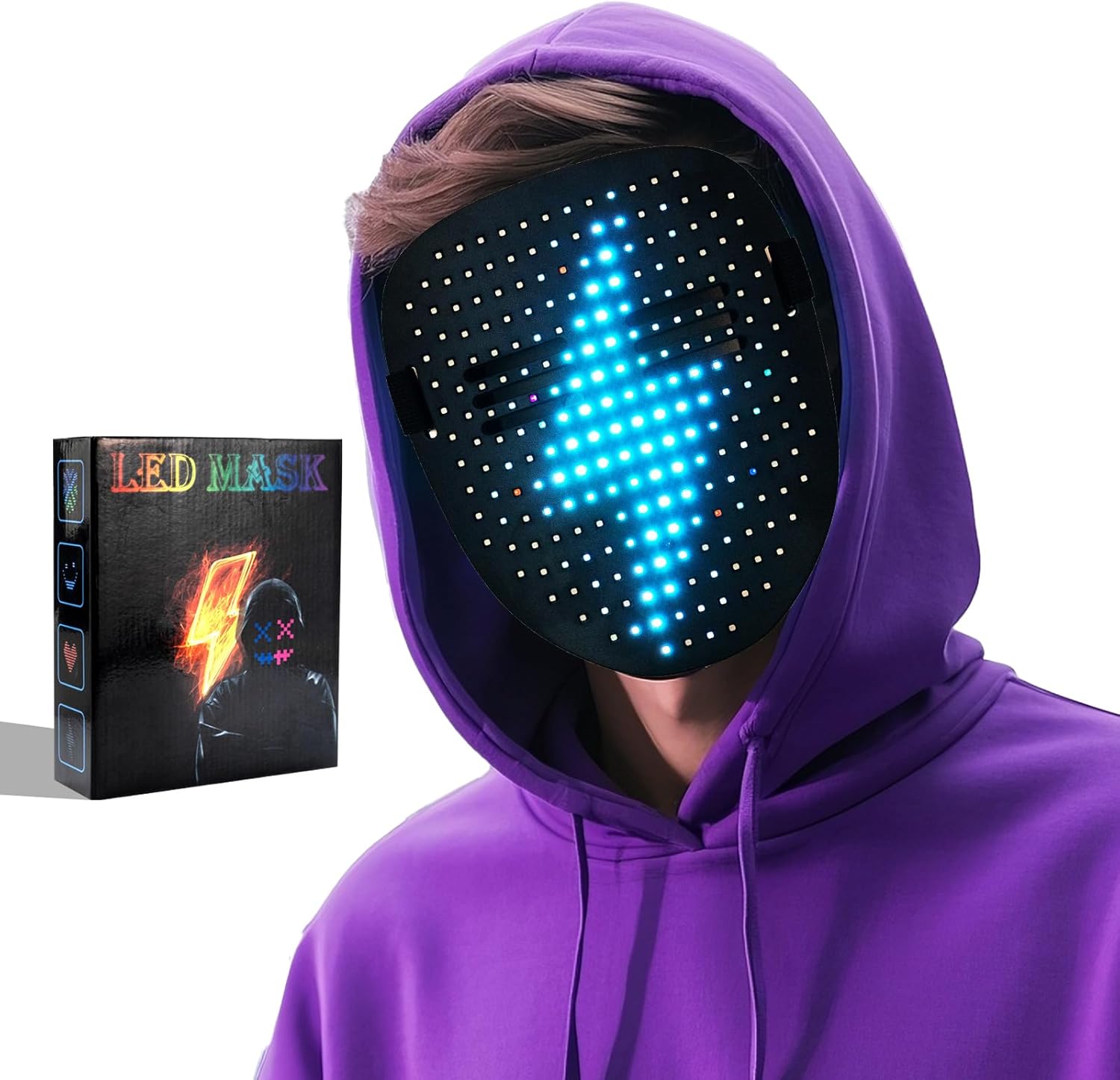 LED light mask with gesture sensing, unisex LED Halloween mask for costume role-playing party, masquerade ball