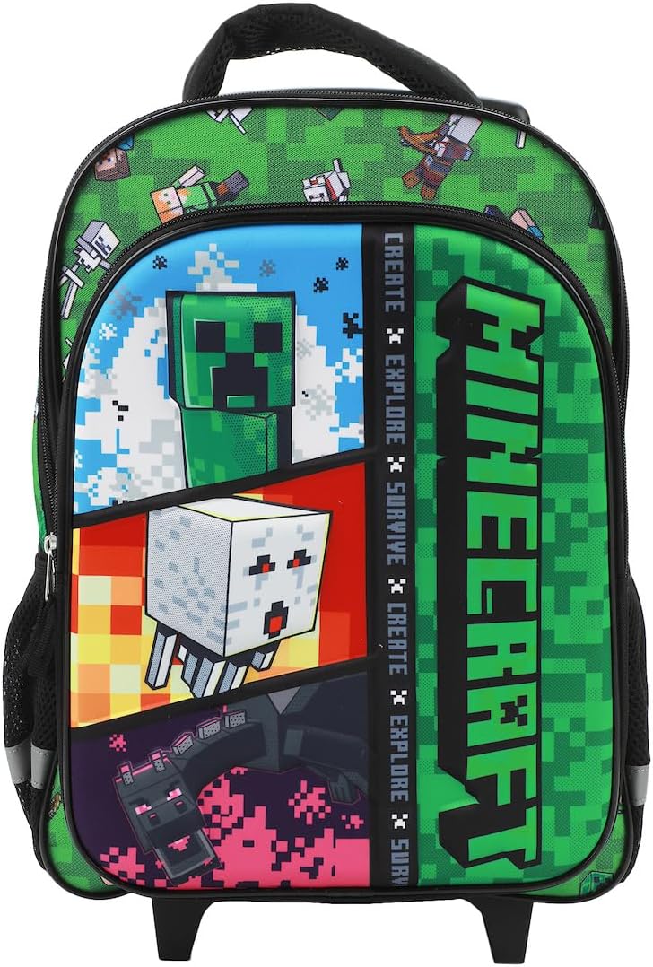 Minecraft Rolling 16” Backpack with Adjustable Handle