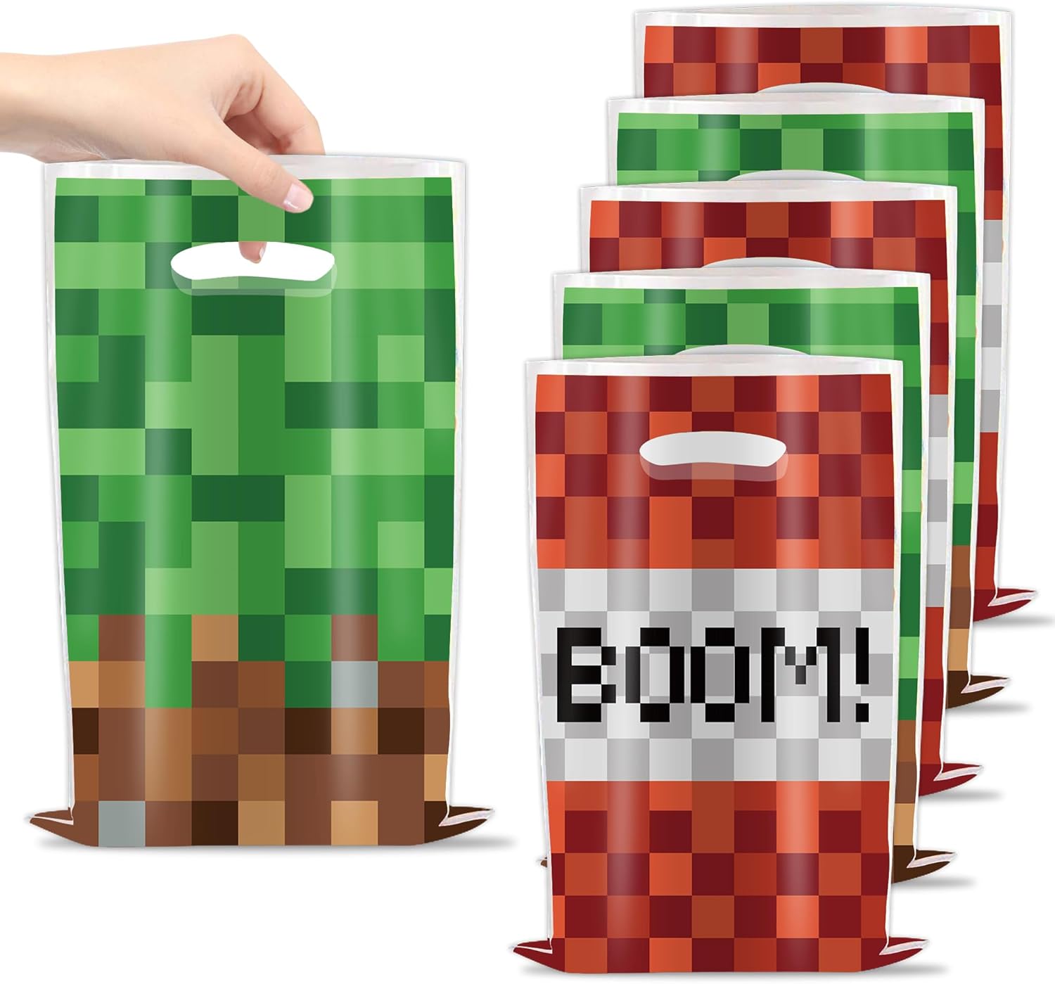30Pcs Pixel Gift Bags Birthday Party Supplies Animation Party Gift Candy Bags