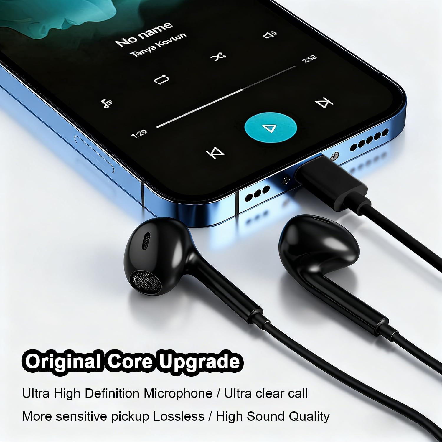 2 Packs USB C Headphones for iPhone 16/15 Phone Earbuds with Microphone & Volume Control HiFi Stereo Type C Earphones for Galaxy S23/S22/S21/S20/Ultra Note 10/20, for Pixel 7/6/6a/5/4,for OnePlus 9 8