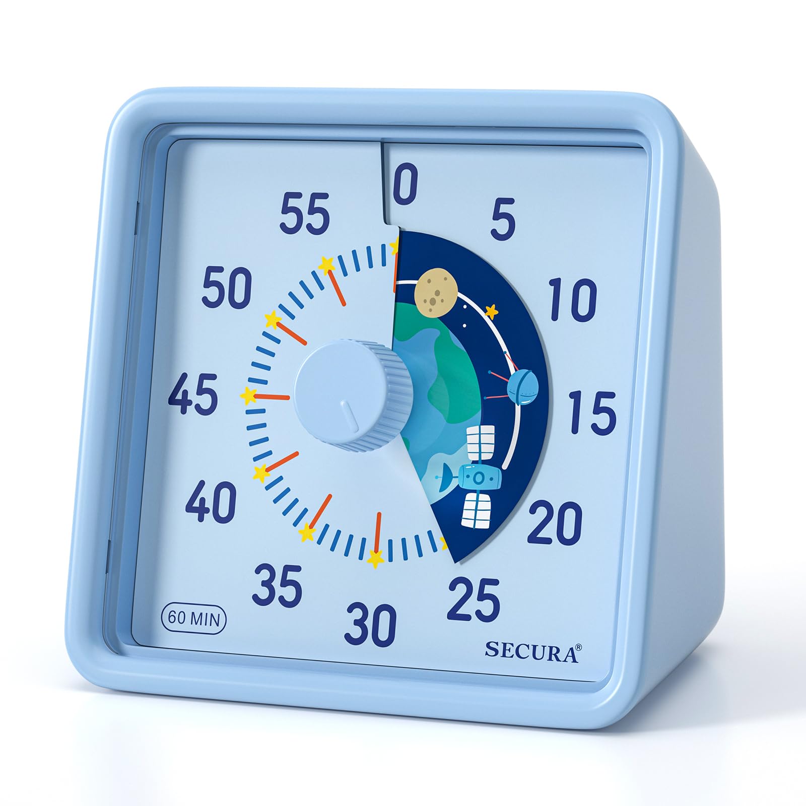 Secura 60-Minute Visual Timer for Kids, Time Clocks, Countdown Timer for Office Kitchen, Classroom Timer for Kids, Silent Time Management Tool (Navy Blue & Navy Blue)