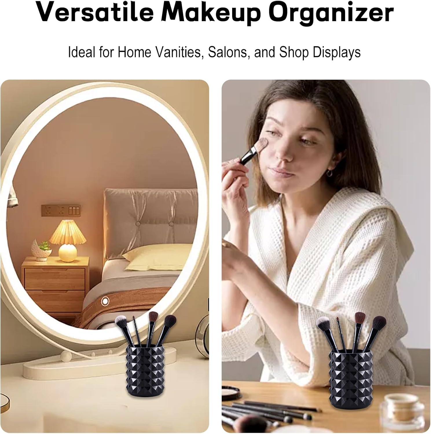 Makeup Brush Cup Holder Black Acrylic Small Organizer for Brushes and Pens Cute Vanity Cups Brochas Cosmetic Holders for Comb and Beauty Tools