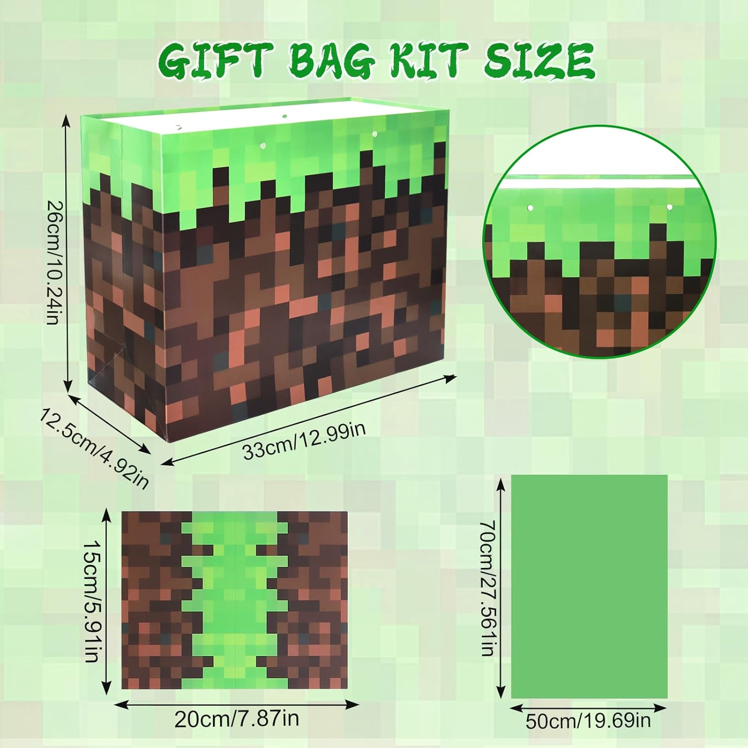 Cartoon Animation Party Gift Bags with Greeting Cards Tissue Papers Pixel Theme Goodie Bags Games Birthday Party Favors Supplies Candy Bags