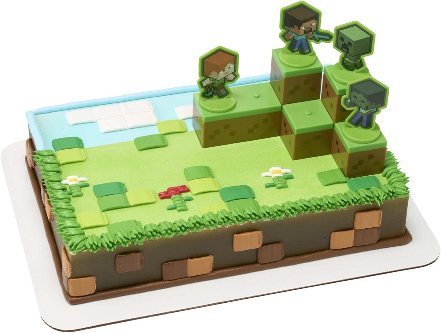 DecoSet® Mobs Beware Minecraft Cake Topper, 6-Piece Stackable Cake Decoration, Interlocking 3D Blocks With Characters, Food Safe Birthday Cake Decoration