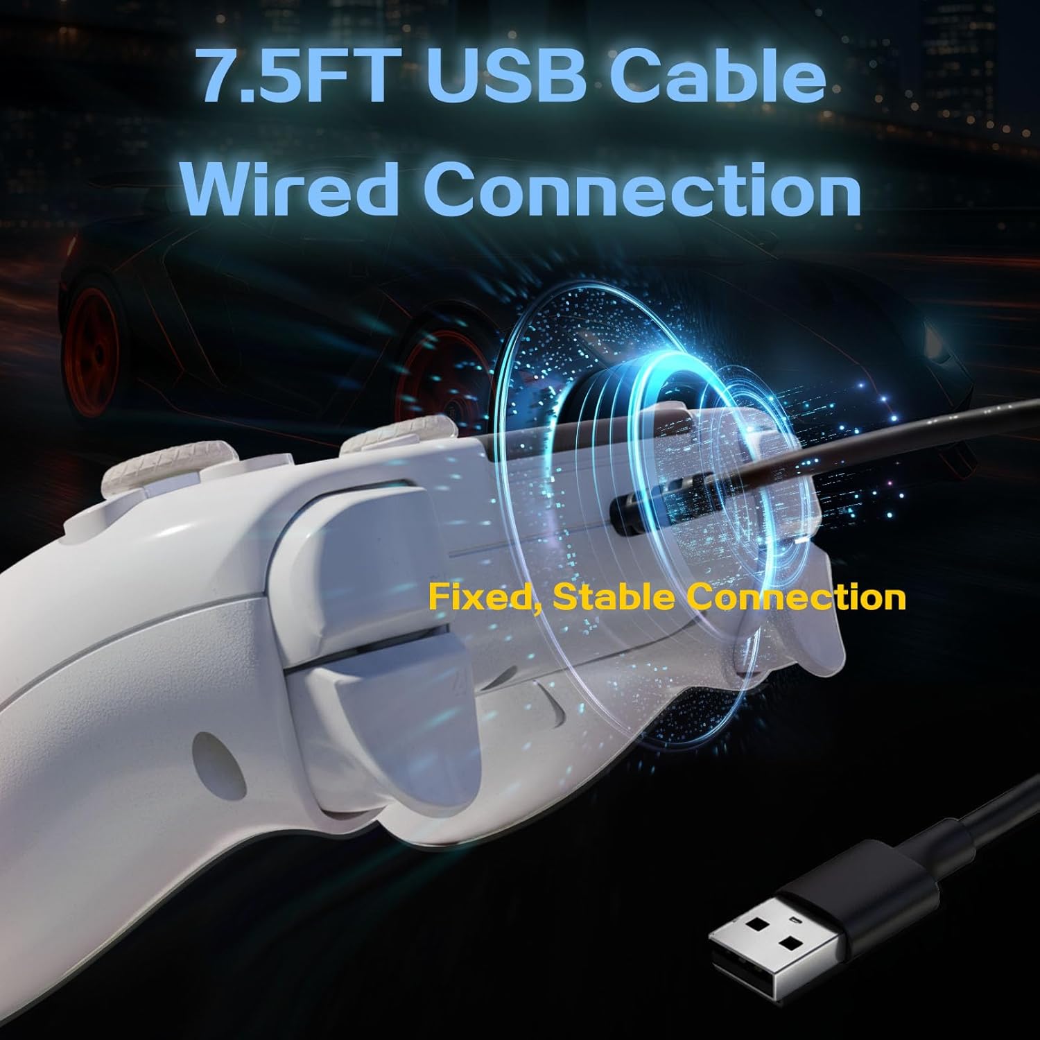 Kamylorus Wired Controller for PS-5/PC, Gaming Controller with Dual Vibration, Programmable/Remap/Turbo/RGB Light, 3.5MM Headphone Jack