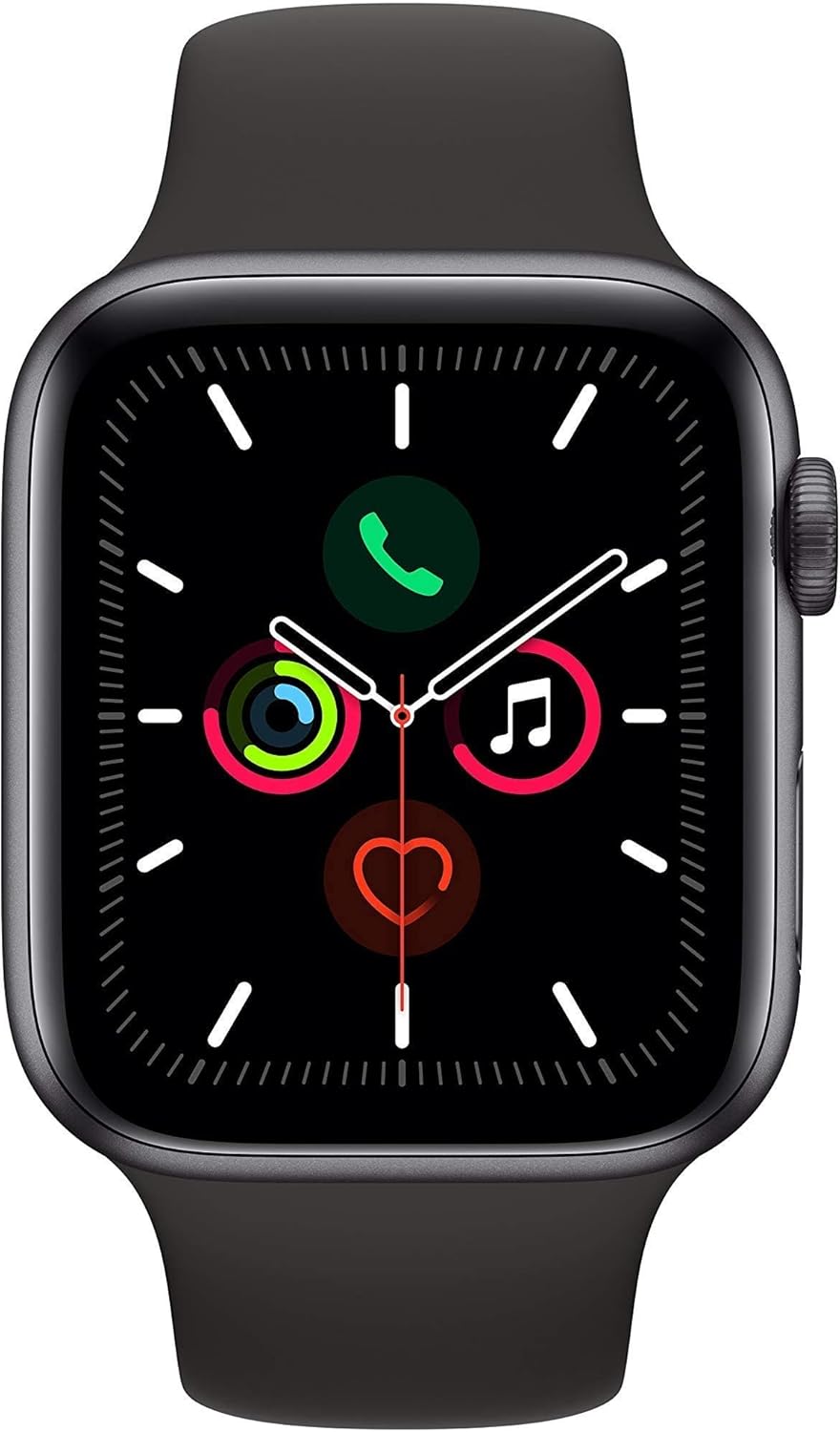 Apple Watch Series 5 (GPS + Cellular, 44MM) - Space Gray Aluminum Case with Black Sport Band (Renewed)