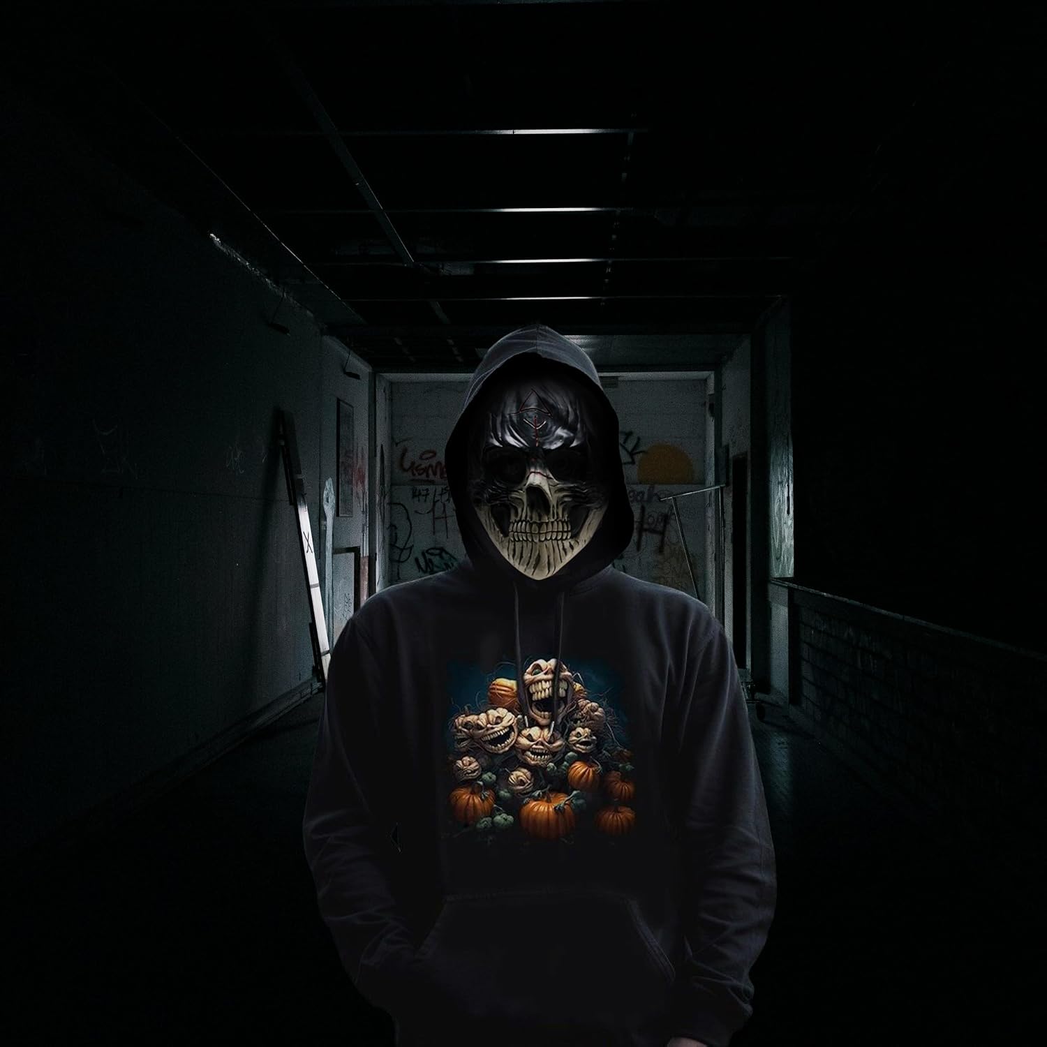 Skull Ghost Halloween Mask, skeleton mask Latex Mask Creepy Horror Props