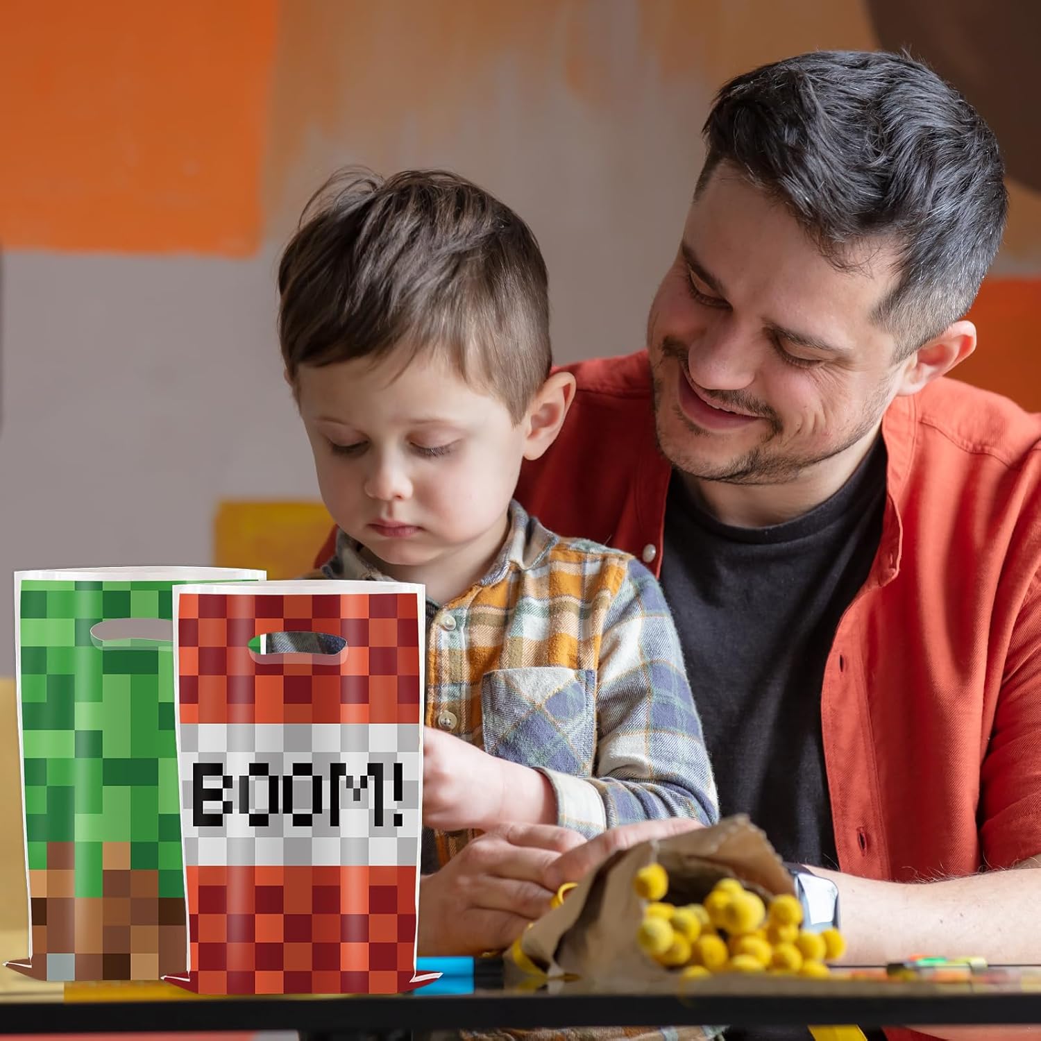 30Pcs Pixel Gift Bags Birthday Party Supplies Animation Party Gift Candy Bags