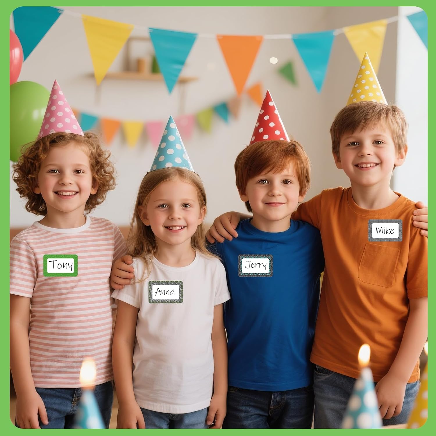 Video Game Border Name Tag Stickers 2.2 x 3.5 Inch（100 Pcs） Pixel Gaming Sticky Name Tags Labels Deacl for Party School Locker Office Home Meeting Classroom Decor