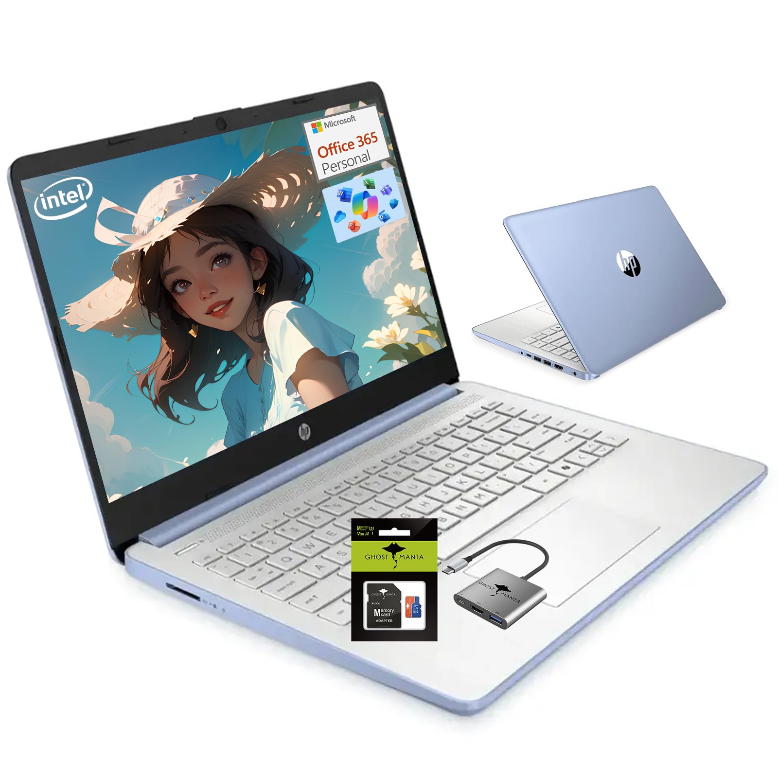 HP 14" Laptop Computer, Quad-Core (Beat i3-1115G4), 16GB RAM 1.38TB Storage (128GB UFS+256GB SD Card+1TB Cloud), Laptops for Business and Student with 1-Year Office 365 Wi-Fi 6 Win11 W/GM Accessories