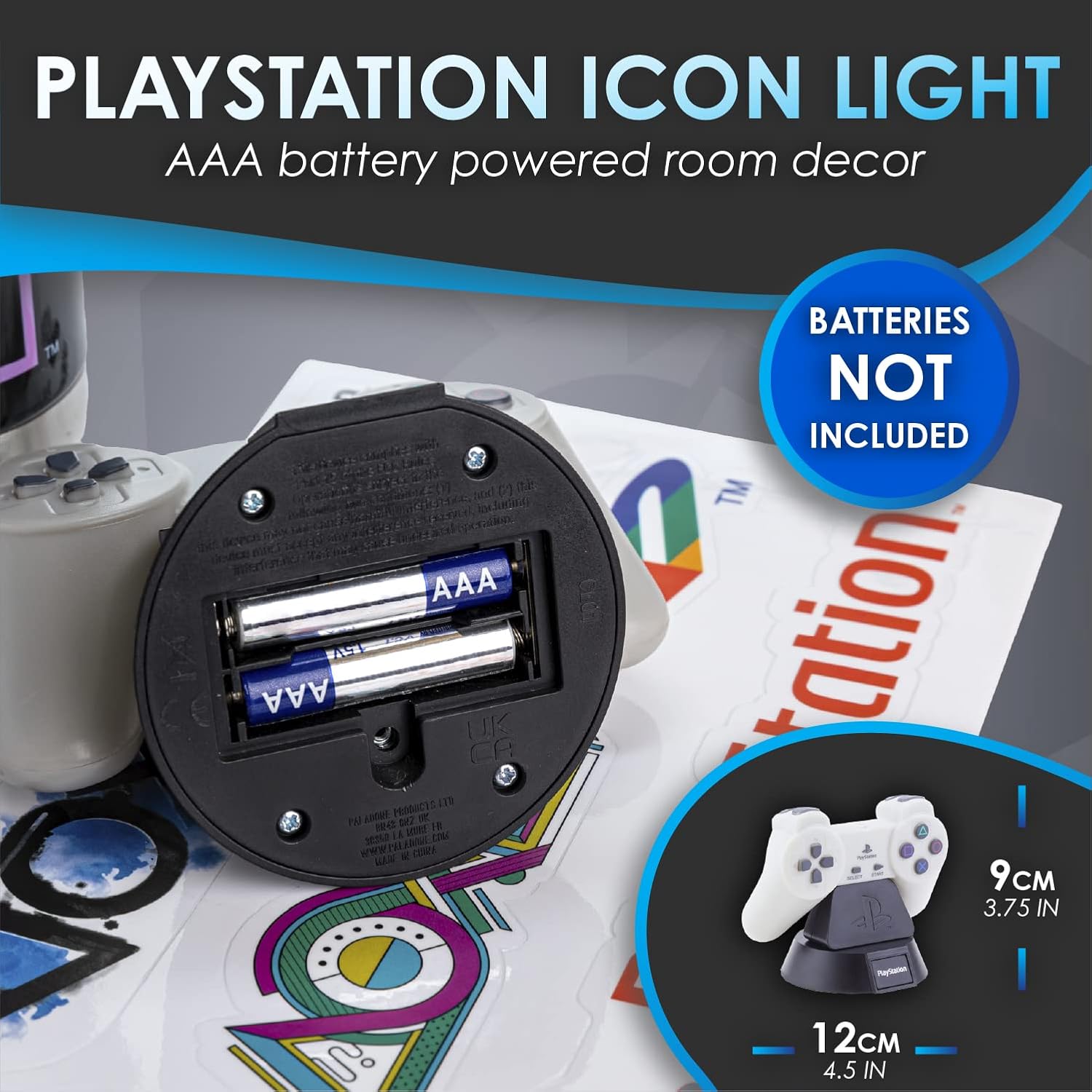 Paladone Playstation Gift Set with Icons Light, Stickers, and Bottle - Official Merchandise