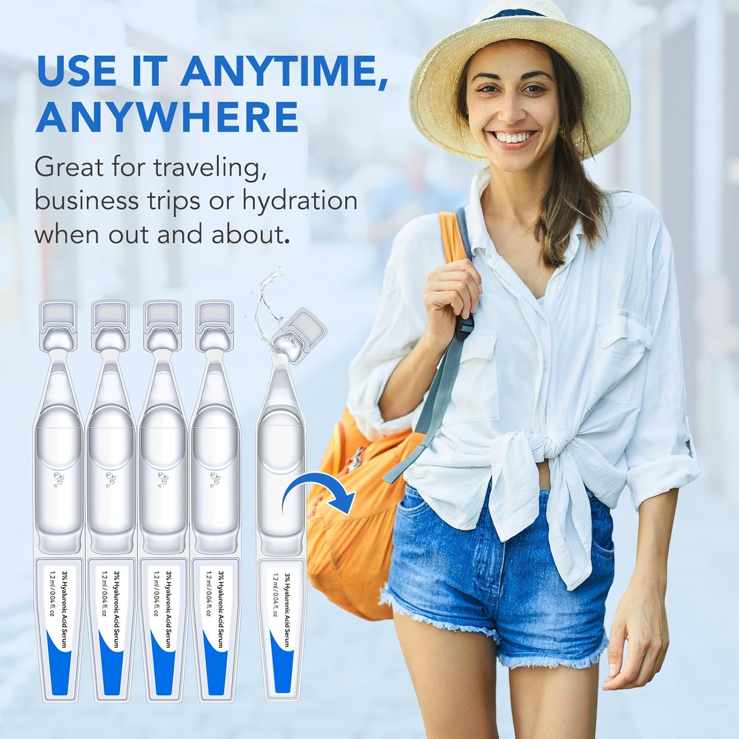 3% Hyaluronic Acid Serum for Face Ultra-Hydrating Vials Skin Care Tightes Skin, Non-greasy Formula, Absorbs Quickly, 30PCS 36ml