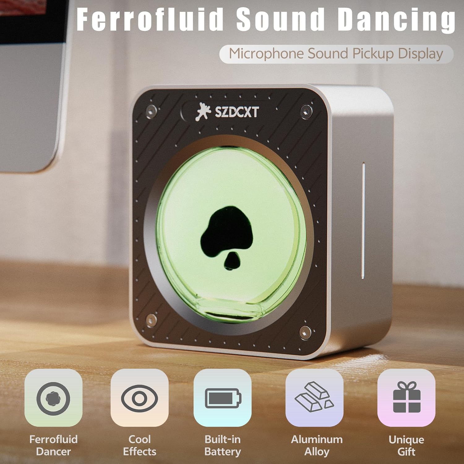 Ferrofluid Sound Dancing,Ferrofluid in RGB Light,Ferrofluid Display for Desktop Decor,Sci-Fi Gifts(No Speaker/Sound Pickup Display)