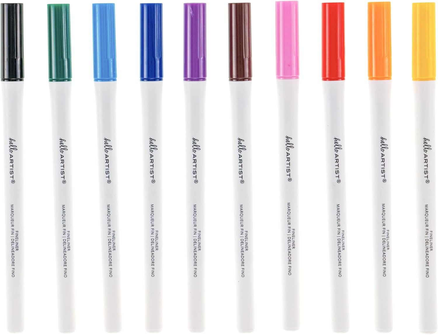 Fineliner Pens, Set of 10, Vibrant Colors, Vibrant, For Artists, Journaling, Coloring, Home or Classroom Use, Non-Toxic