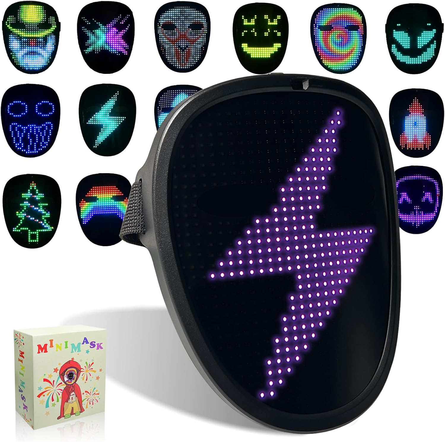 Led Mask Light up Mask with Gesture Sensing, Cool Glowing Toys Masks Great Gift for Halloween Christmas Costume Party