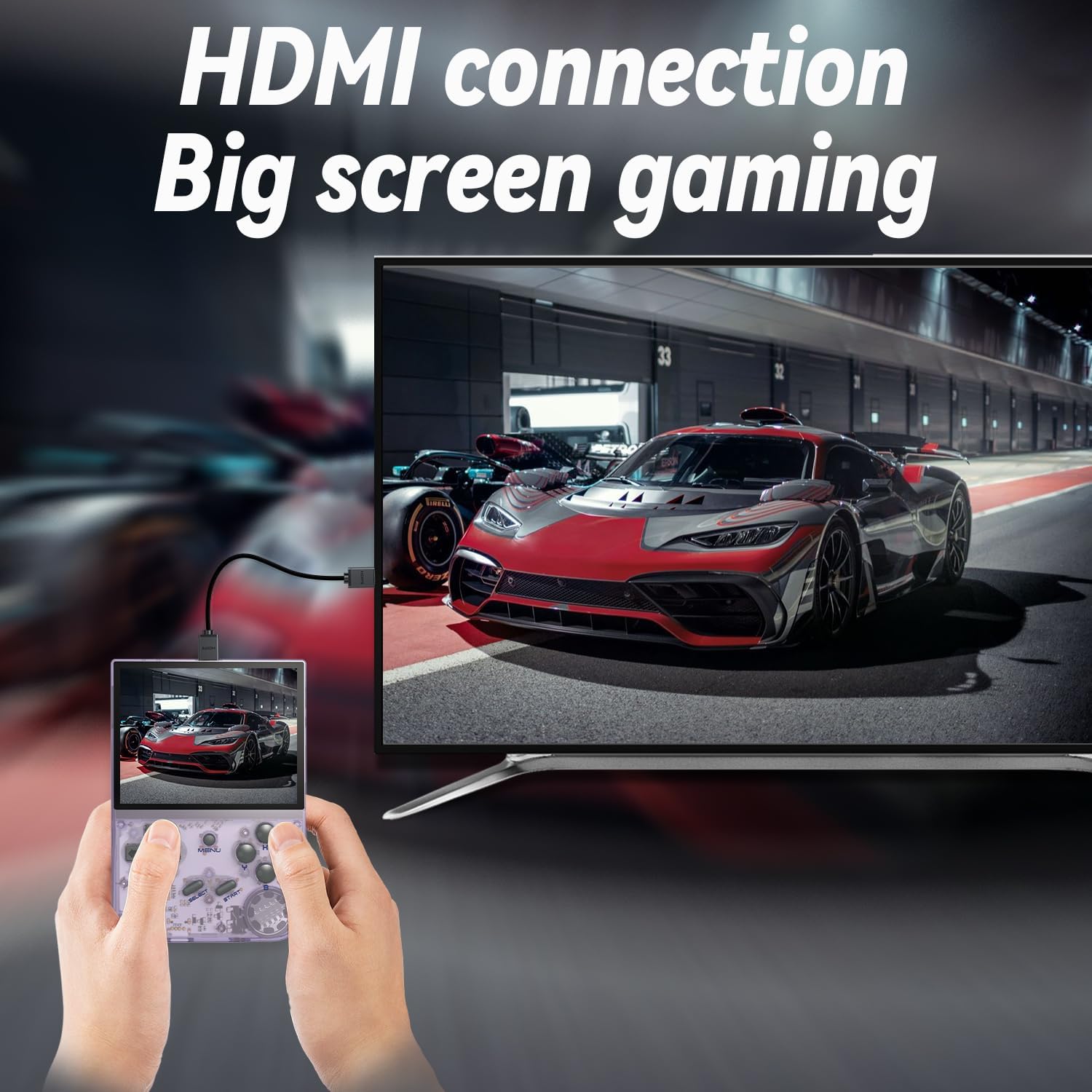 RG35XX Retro Handheld Game Console, 3.5 Inch IPS Screen, 64GB Storage with 5700 Pre-Loaded Games, HDMI TV Output, 2600mAh Battery, Grey (35XX Purple-11)