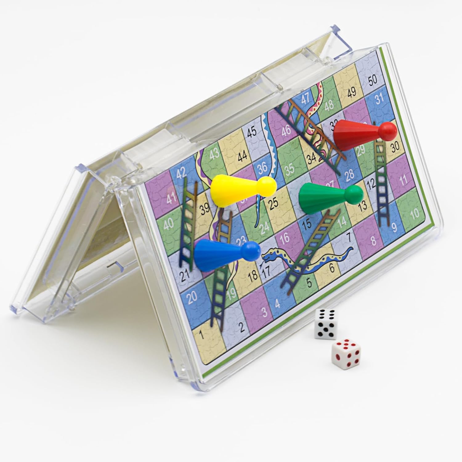 Mini Snakes and Ladders Board Game Set -6″, Magnetic Folding Travel Board Game for Kids (Pocket Crystal Style)