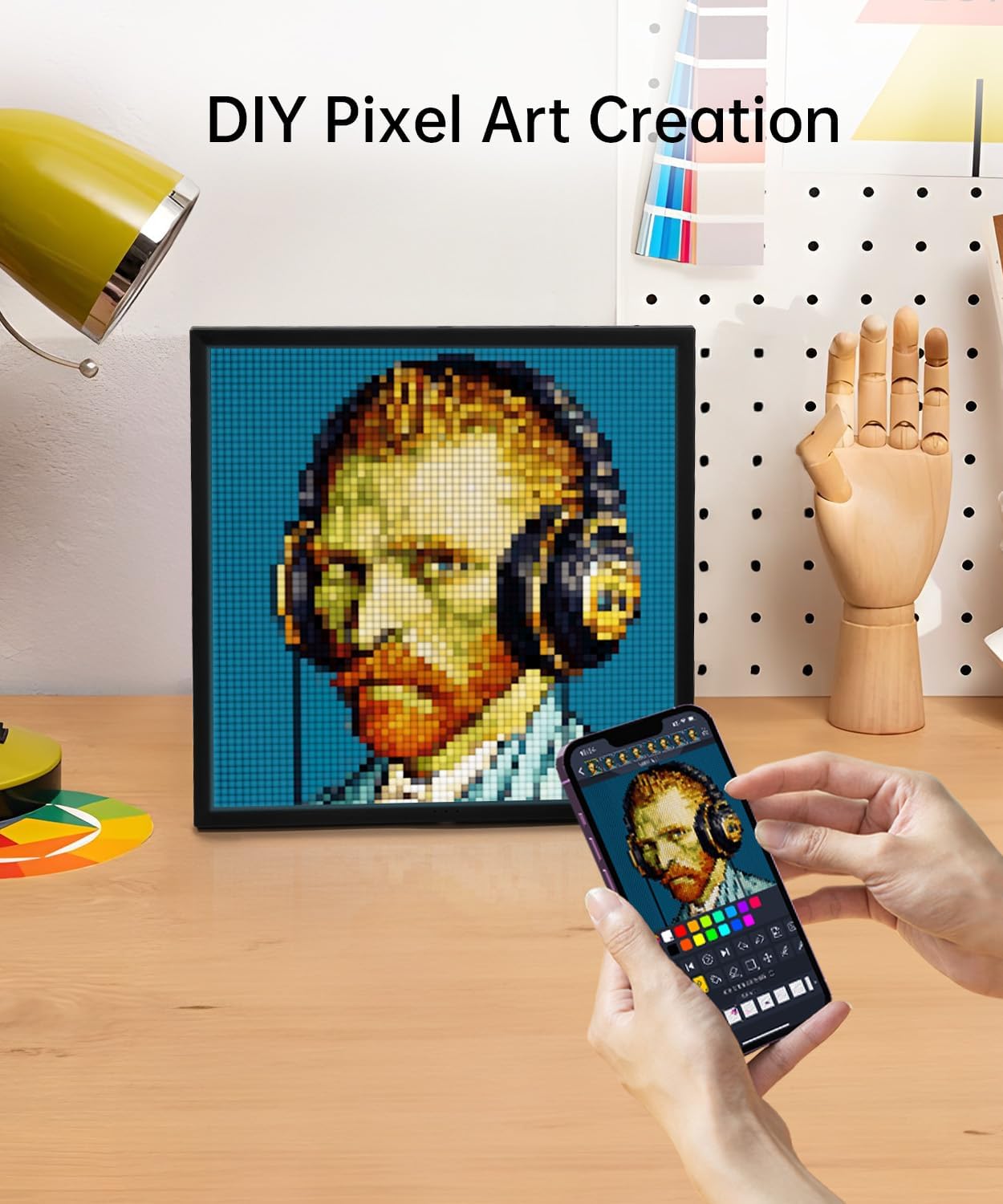 Divoom Pixoo-64 - WiFi Pixel Cloud Digital Frame with APP Control,64 X 64 LED Panel Display Frame for Gaming Room Decoration/Social Media Fans Counter