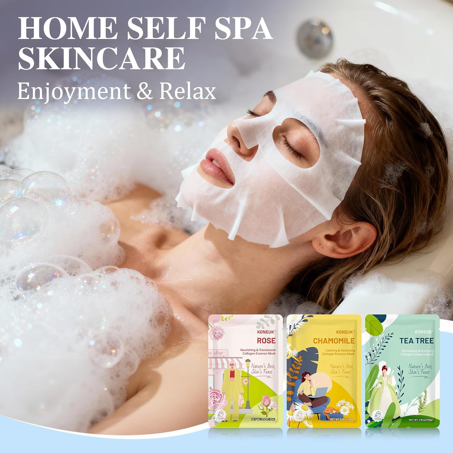 9 Pack Hydrating Face Masks Skincare, Bulk Sheet Face Mask for Dry Skin, Collagen Facial Masks and Spa Gifts for Women Skin Care, Christmas Gifts, Stocking Stuffers for Women