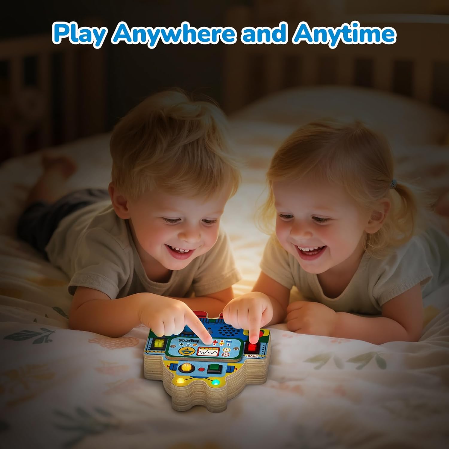 JoyCat Robot Busy Board with Led Light, Toddler Toys for 1 2 3 4 Year Old Boys and Girls, Wooden Sensory Toys with Voice Recording, Travel Toy for Toddlers 1-3, Birthday Presents