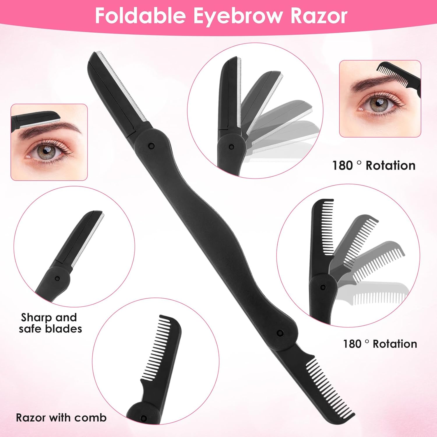 Eyebrow Razor, 5-in-1 Eyebrow Kit, Eyebrows Trimmers Set for Women and Men Eyebrows Grooming (Including Brow Razors, Tweezers, Scissors, Trimmer, Comb)