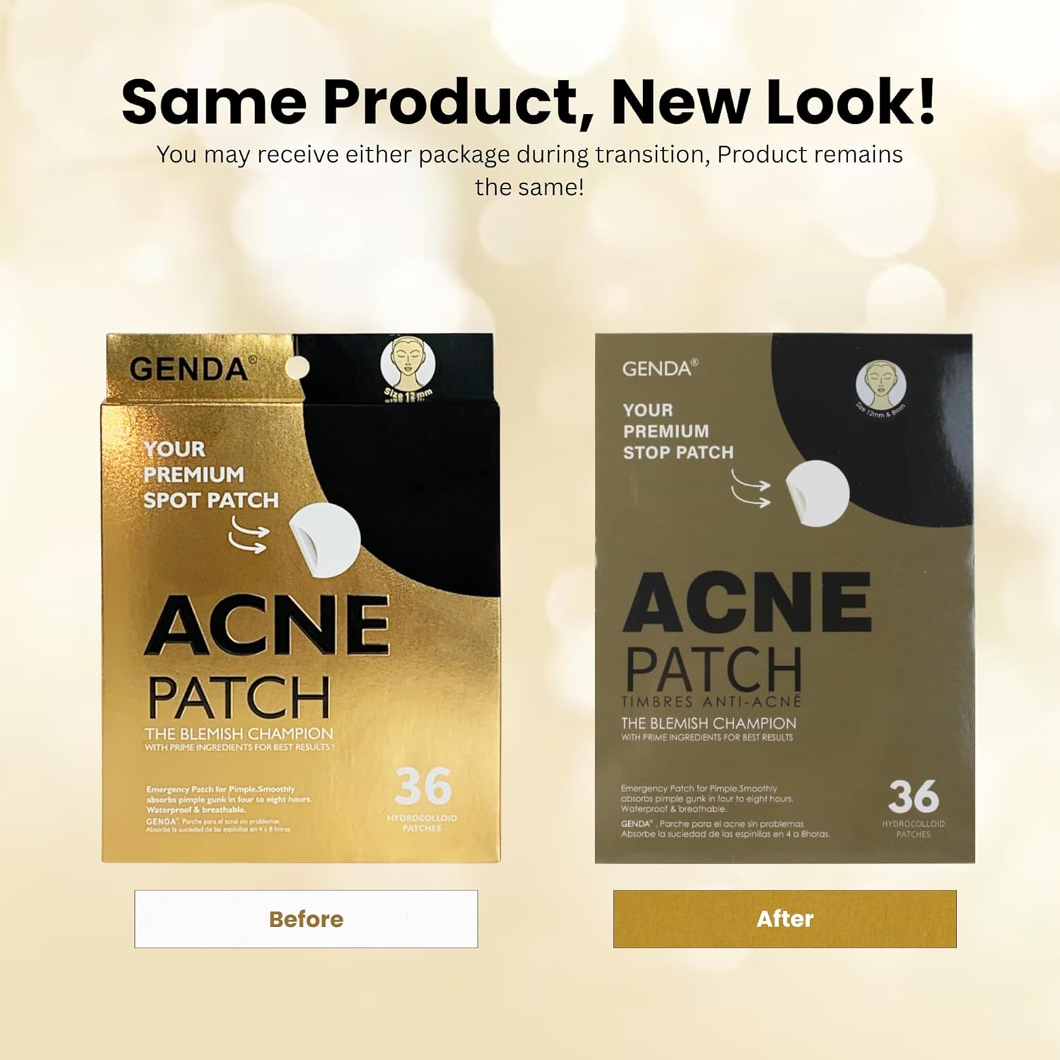 GENDA Pimple Patches for face, Acne Spot Patches for Zits and Blemish Dots, Hydrocolloid Invisible Spot Stickers - 36 Count.