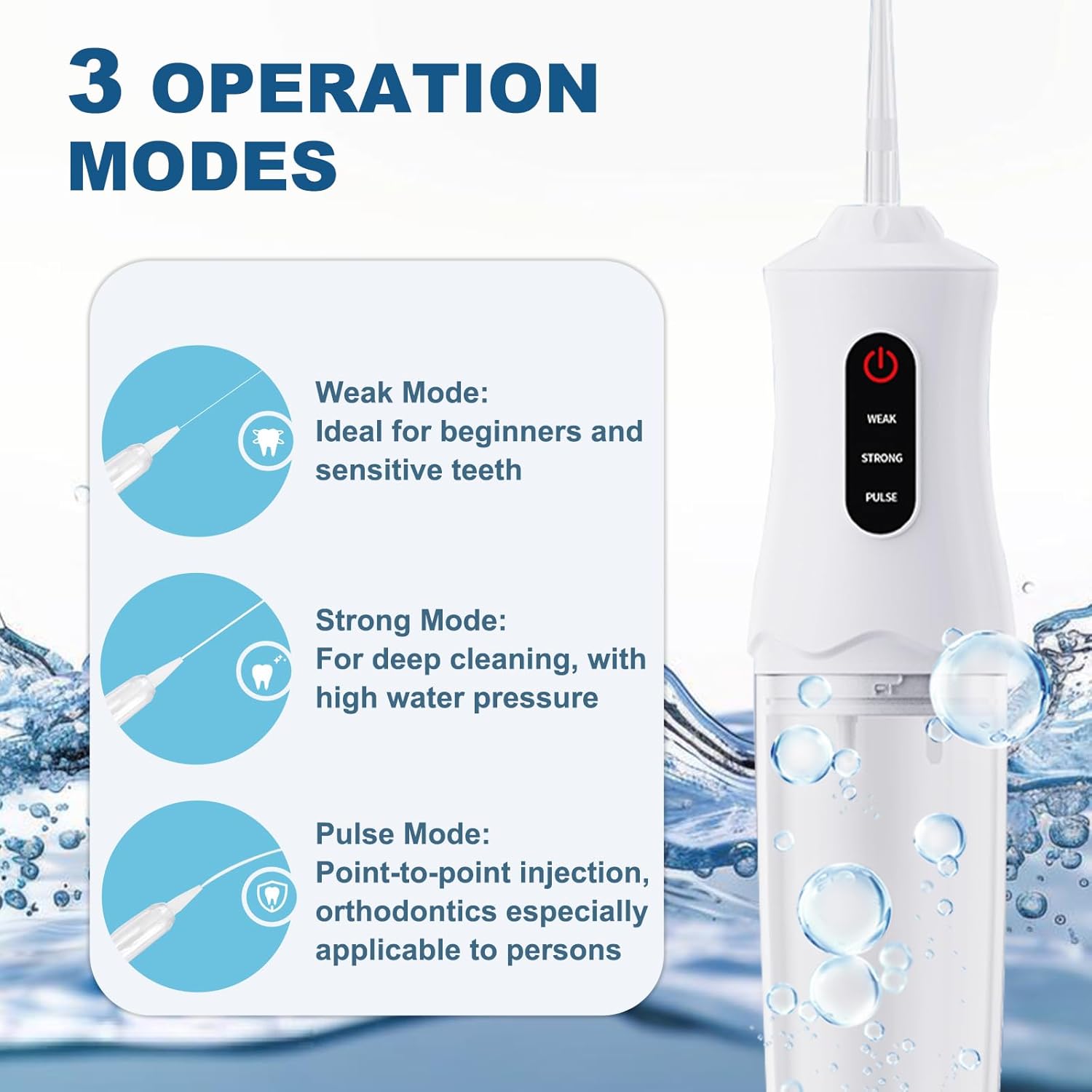 Water Dental Flosser Cordless for Teeth Cleaning and Flossing Portable Electric Water Floss Irrigator Oral Water Flossed Rechargeable Tonsil Stone Adults Kids Braces Home Office Travel