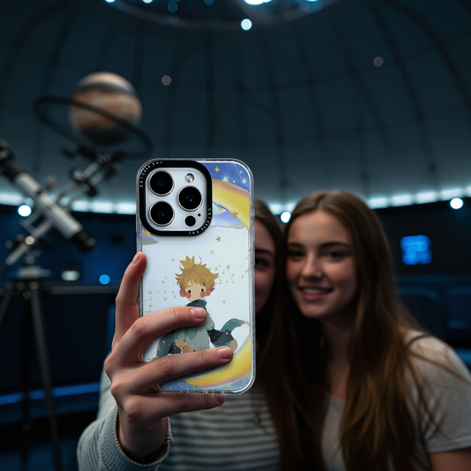 for iPhone 12 Case, Cartoon Pattern with Little Prince-Like, Military-Grade Drop Protection, Cute Soft Slim TPU Protective Cover with Camera Lens Protection for Women & Girls