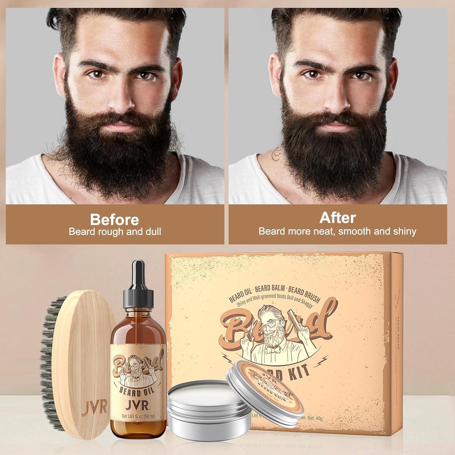 Beard Wash and Beard Conditioner for Men & Beard Grooming Kit for Men, Beard Care Kit Includes Beard Oil and Balm, Beard Shampoo Perfect Gifts for Him Man Dad Boyfriend