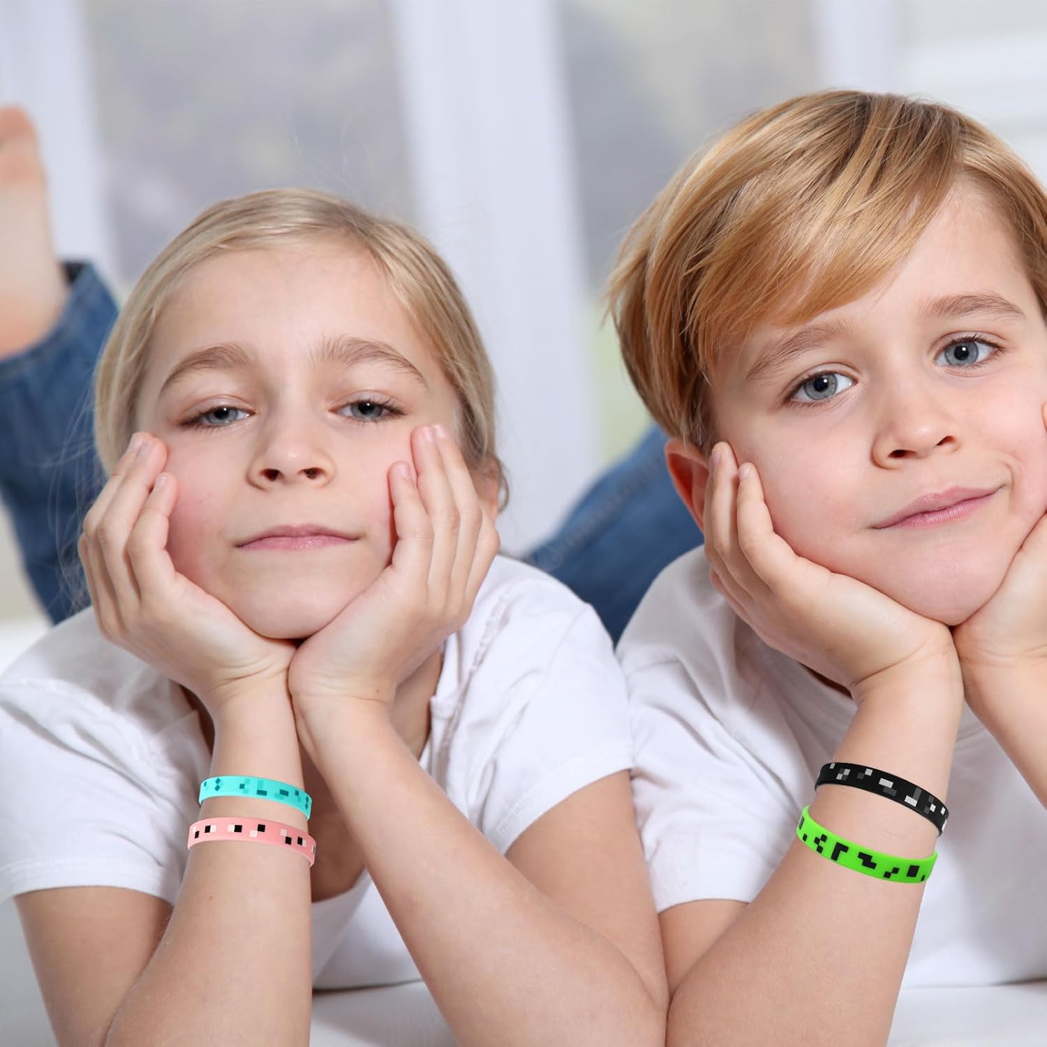 25pcs Pixel Silicone Bracelets, 5 Styles Pixel Theme Party Favors Gaming Themed Birthday Party Supplies Video Game Wristbands for Kids Teens Adults