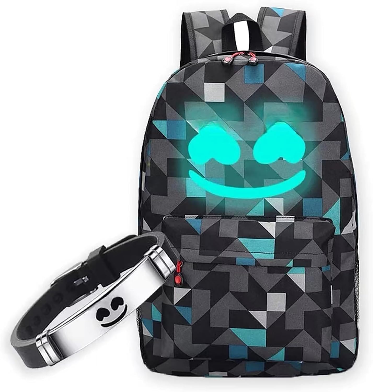 TitervctoIlluminated Smiley Backpack + DJ Music Bracelet Christmas Gift,Fashion Laptop Backpack,Travel Schoolbag,Outdoor Backpacks