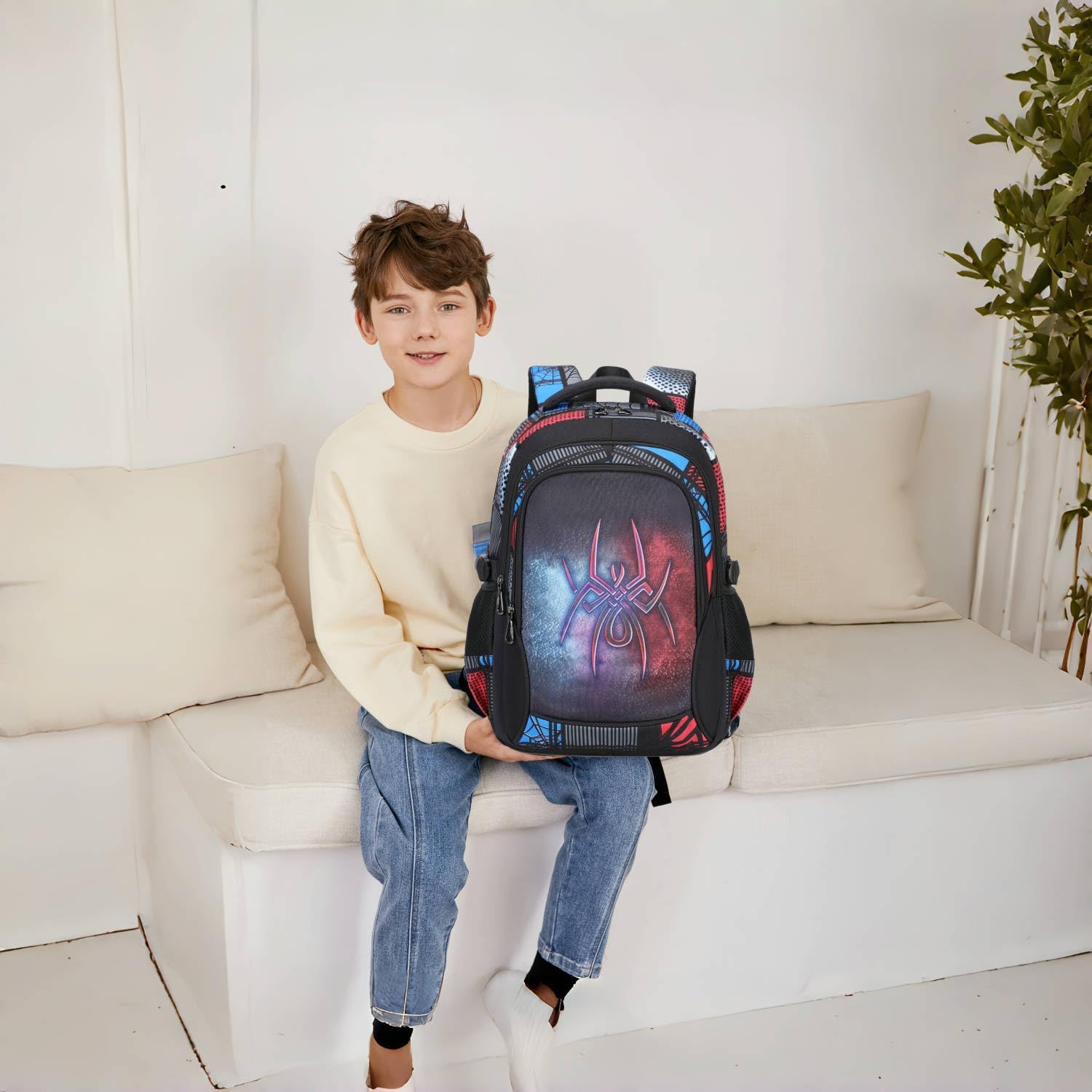 Lmwzh Backpack For Boys Elementary School Bags Kids Bookbag Waterproof Lightweight Durable (18Inch)