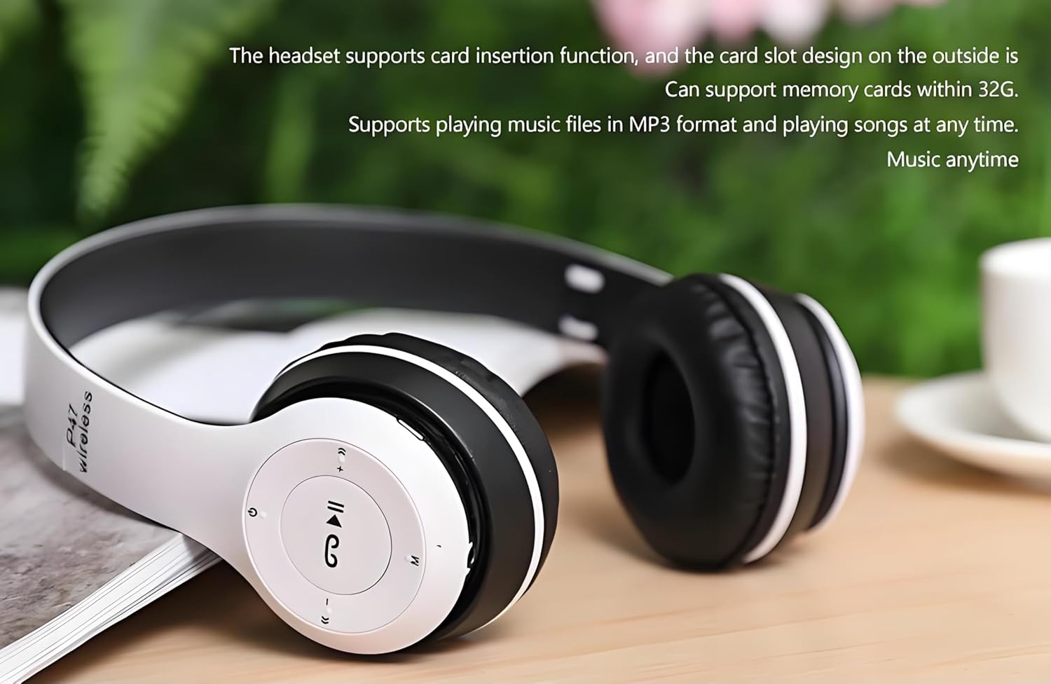 Wireless Bluetooth Over-Ear Headphones, Hybrid Noise Cancelling, HiFi Stereo, Foldable, Lightweight, Deep Bass, Black