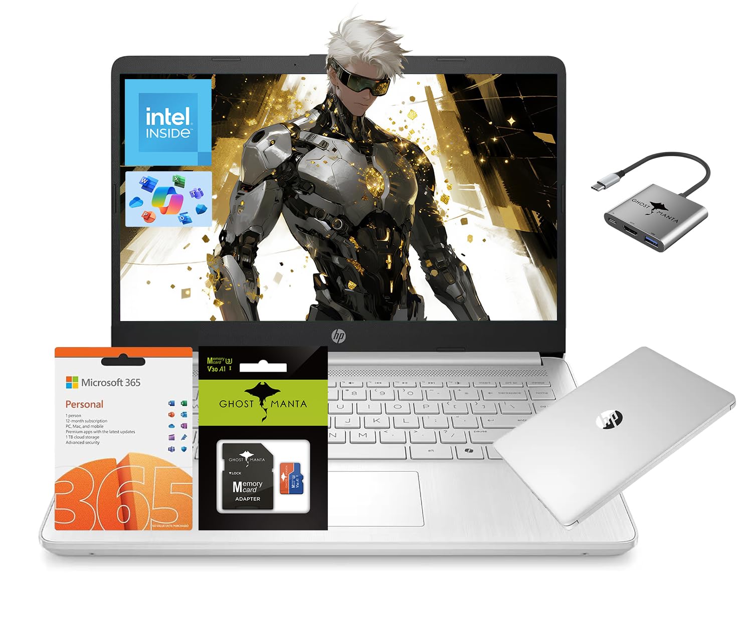 HP 14" Laptop Computer, Quad-Core (Beat i3), 16GB RAM 256GB Storage (128GB UFS+128GB SD Card), Wi-Fi 6 Win11 Laptops for Business and Student with 1-Year Office 365 W/GM Accessories