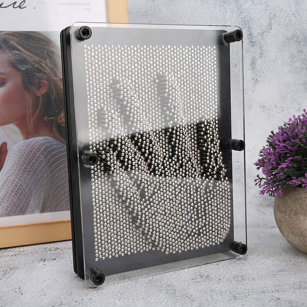 3D Pin Art Board, Classic Pin Impression Desk Toys Sculpture 20x15x5.5cm Metal Hand Mold Impression Desk Sculpture Sensory Toys for Kids and Adult(Large)