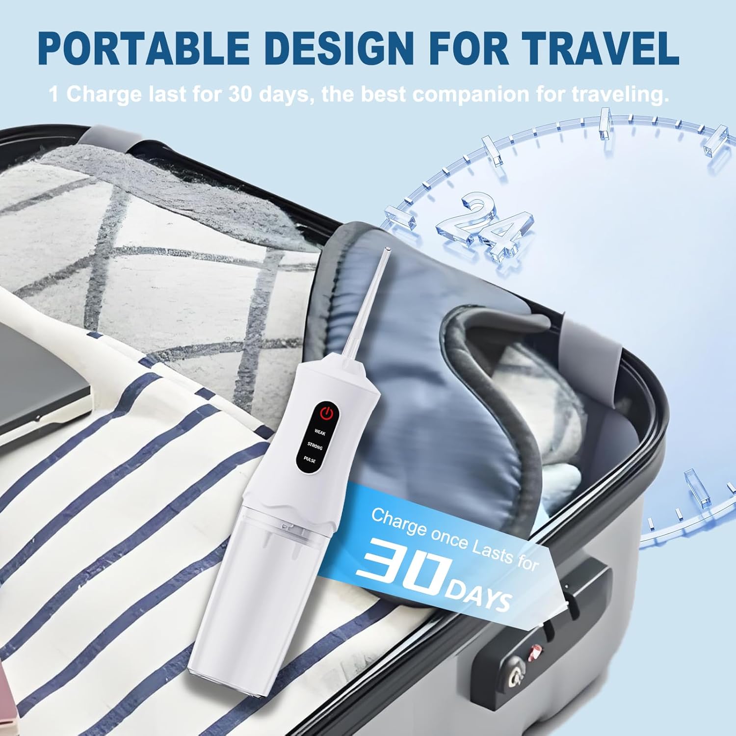 Water Dental Flosser Cordless for Teeth Cleaning and Flossing Portable Electric Water Floss Irrigator Oral Water Flossed Rechargeable Tonsil Stone Adults Kids Braces Home Office Travel