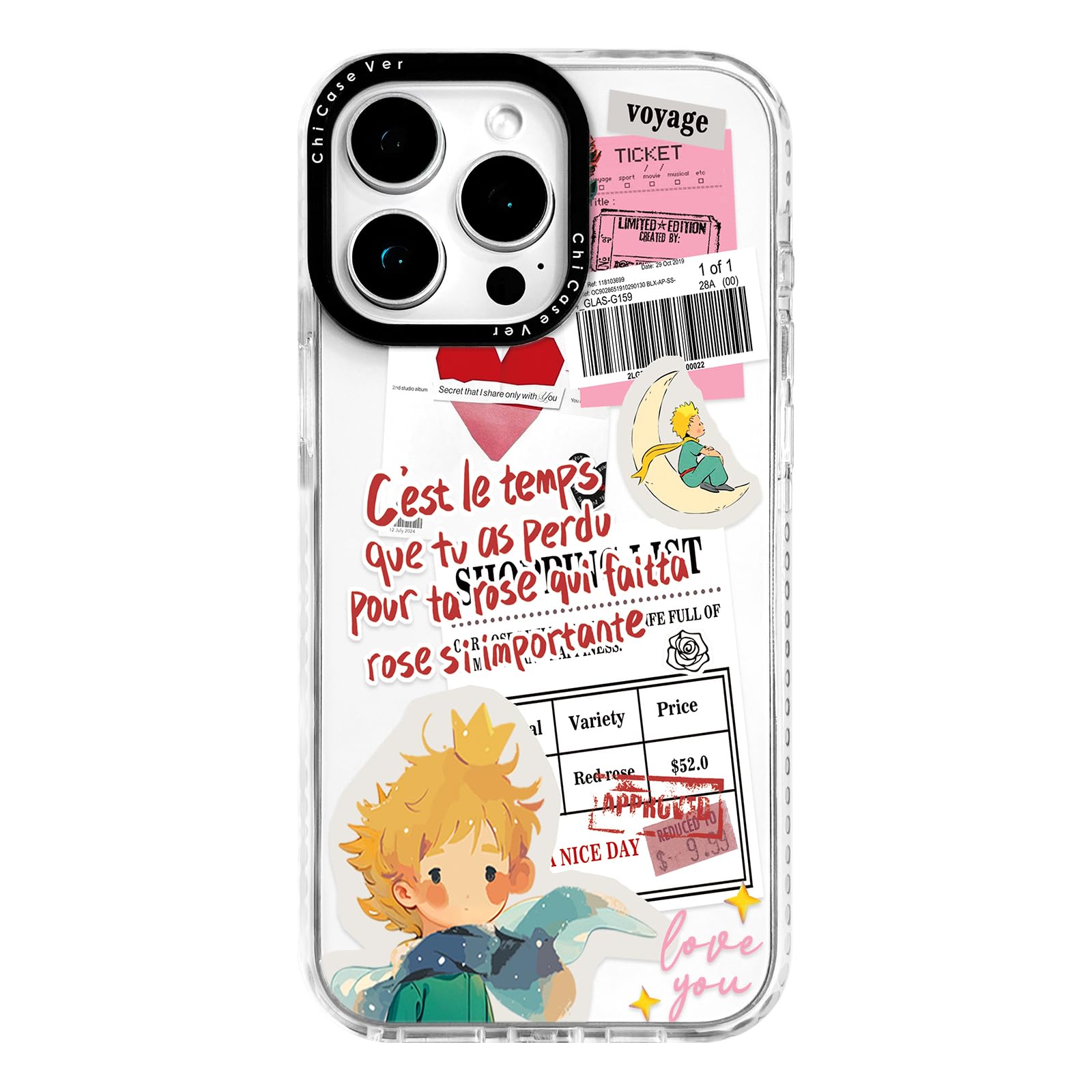 for iPhone 12 Case, Cartoon Pattern with Little Prince-Like, Military-Grade Drop Protection, Cute Soft Slim TPU Protective Cover with Camera Lens Protection for Women & Girls