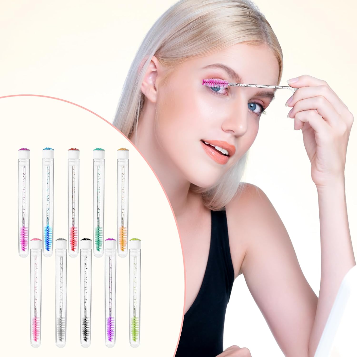 20 Pcs Disposable Mascara Wand Set with Tubes, Diamond Eyelash Brushes, Lash Wand Tubes, Makeup Eye Lash Spoolies with Empty Tube for Eyelash Extension, Eyebrow Applicator Supplies