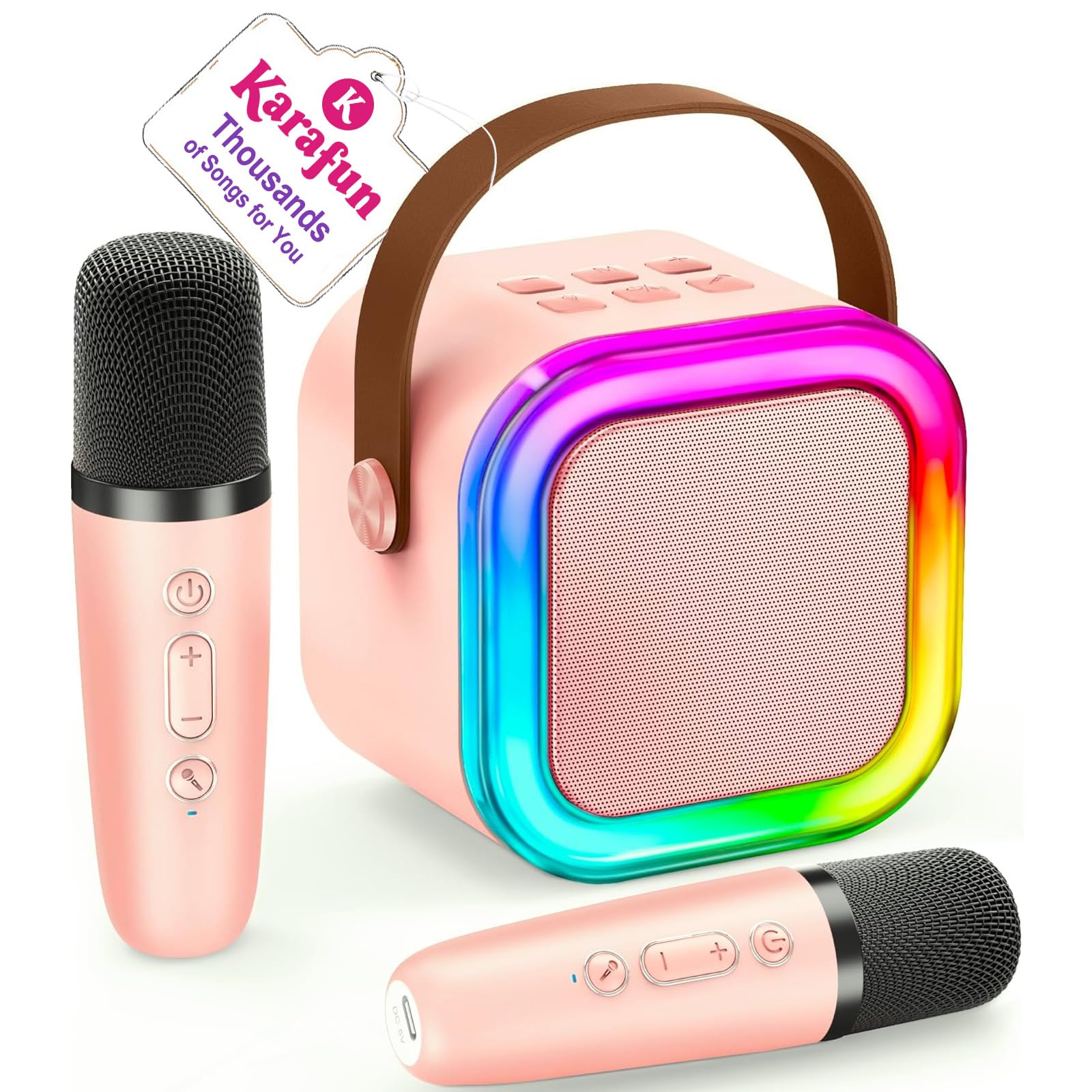 Karaoke Machine for Kids, 2025 TOP Toys Christmas Birthday Gifts Ideas for Girls Ages 4, 5, 6, 7, 8, 9, 10, 12+ Years Old, Portable Mini MP3 Player with 2 Wireless Mics for Party