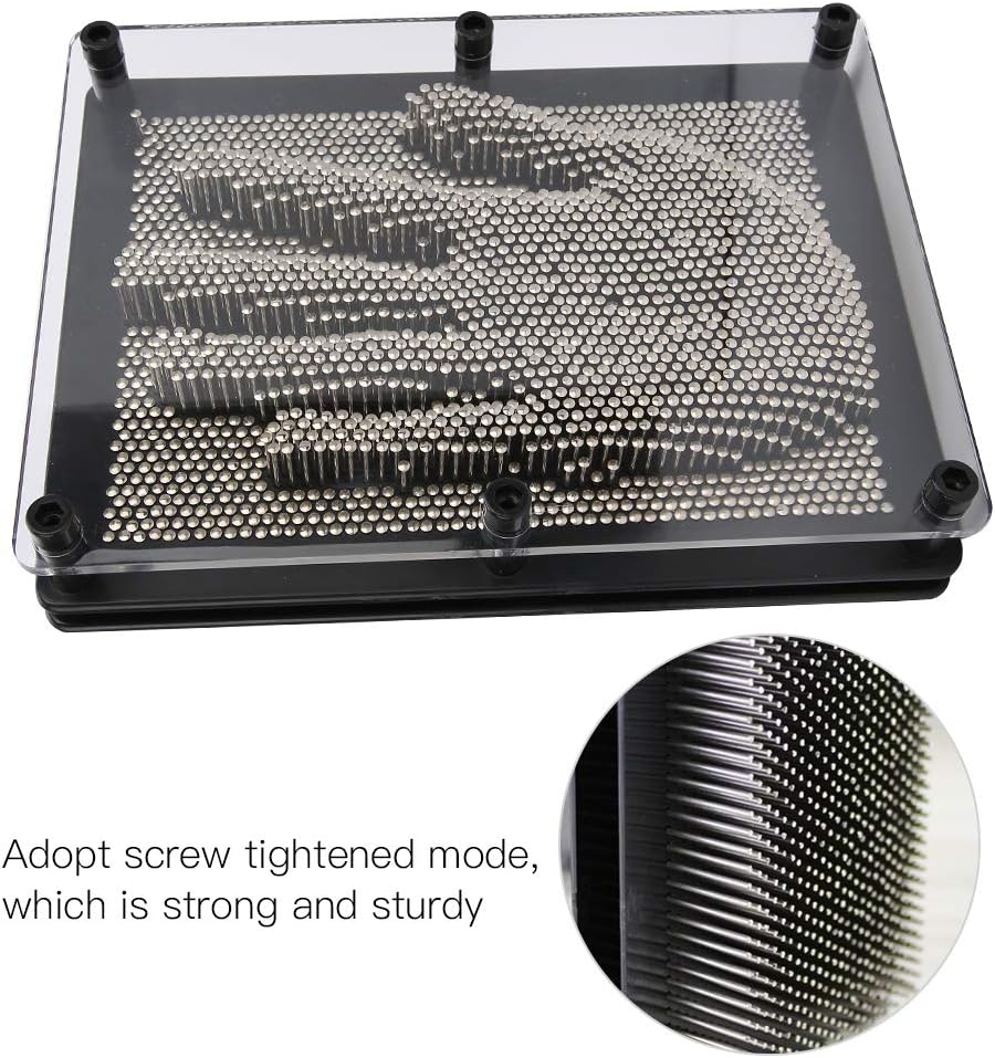 3D Pin Art Board, Classic Pin Impression Desk Toys Sculpture 20x15x5.5cm Metal Hand Mold Impression Desk Sculpture Sensory Toys for Kids and Adult(Large)