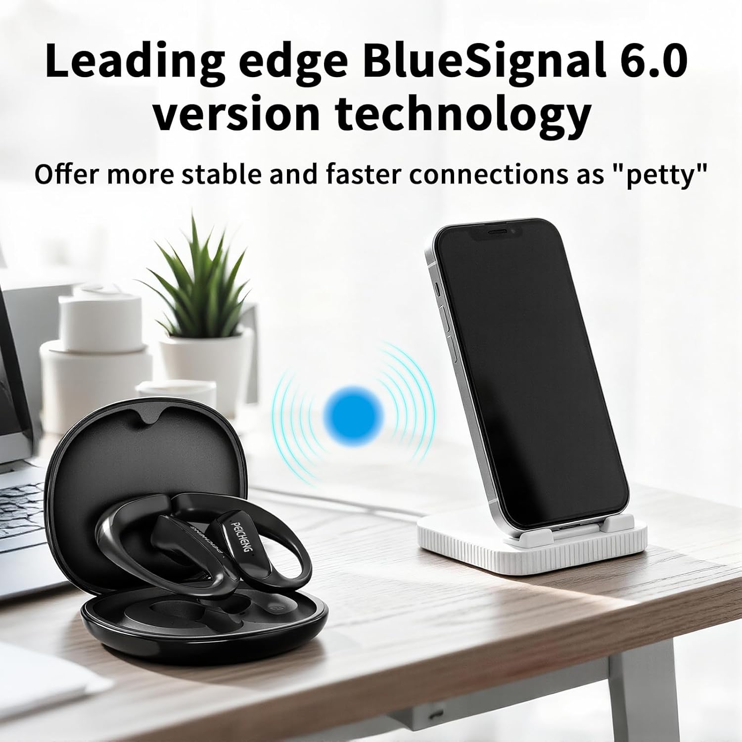 Wireless Bluetooth Earphones Earbuds Headphone Ear Bud for Sports Travel Business Learning (Black)