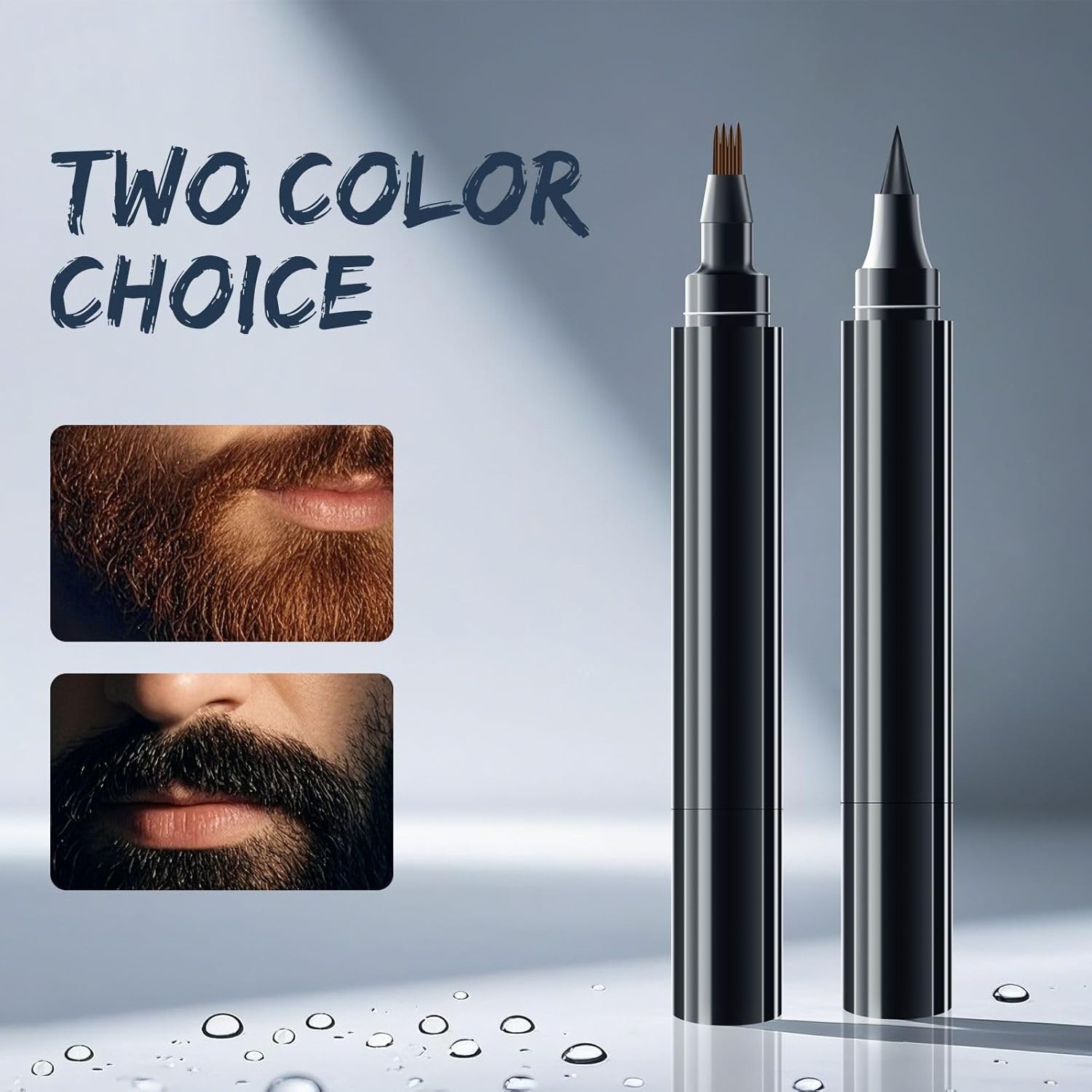 Beard Pen - Beard Pencil Filler for Men Black, Barber Pencil with Beard Brush & Comb, Dual-Head Beard Filler with 4-Fork-Tip Waterproof Mens Grooming Kits Gifts for Men, Mens Gifts Ideas (Dark Brown)