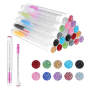 20 Pcs Disposable Mascara Wand Set with Tubes, Diamond Eyelash Brushes, Lash Wand Tubes, Makeup Eye Lash Spoolies with Empty Tube for Eyelash Extension, Eyebrow Applicator Supplies