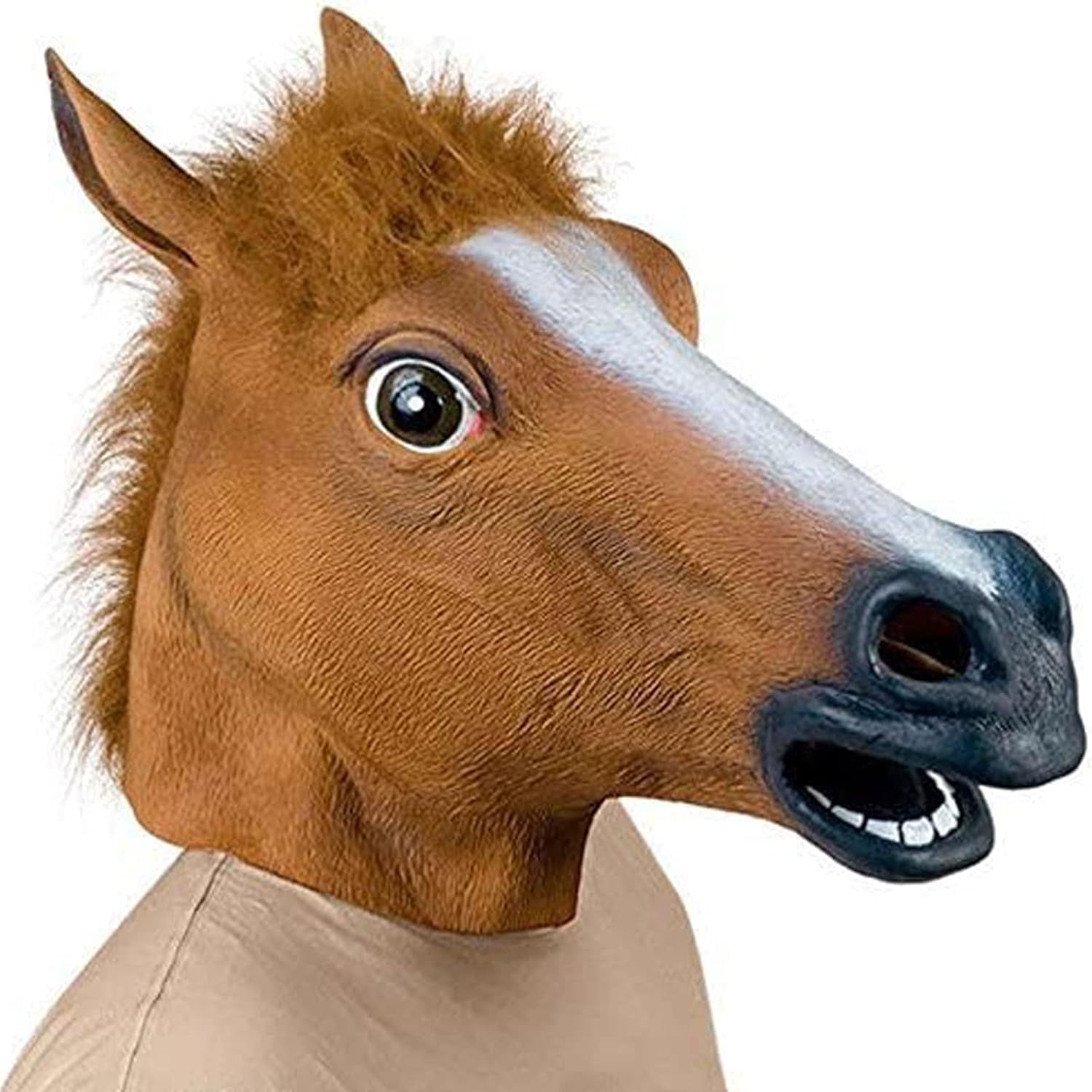 Halloween Mask Horse Head Mask Deluxe Novelty Halloween Costume Party Latex Animal Head Mask for Adults Men Masquerade