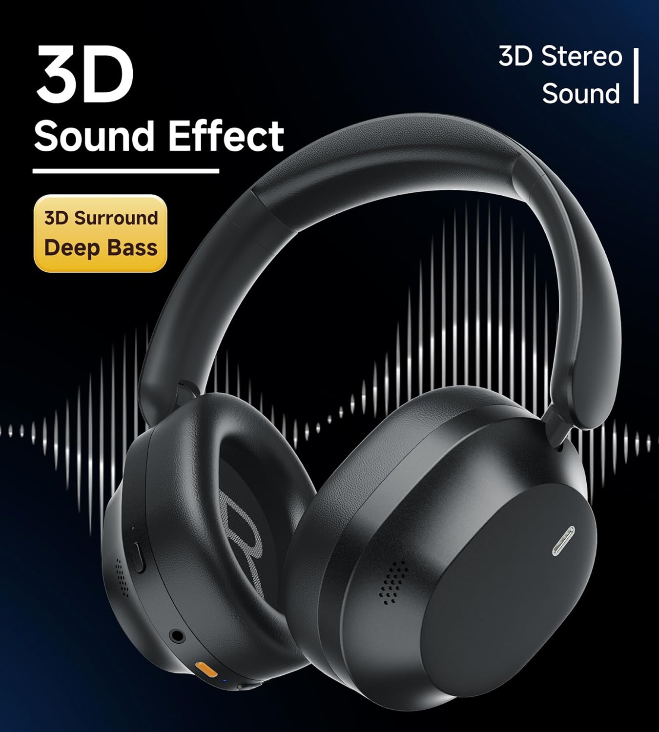 King Lucky B900 Hybrid Active Noise Cancelling Headphones, Wireless Over Ear Headphones, Bluetooth 5.4, Hi-Res Audio, Deep Bass, Comfortable Fit, with Mic, for Commuting, Travel, Home, Work, Black