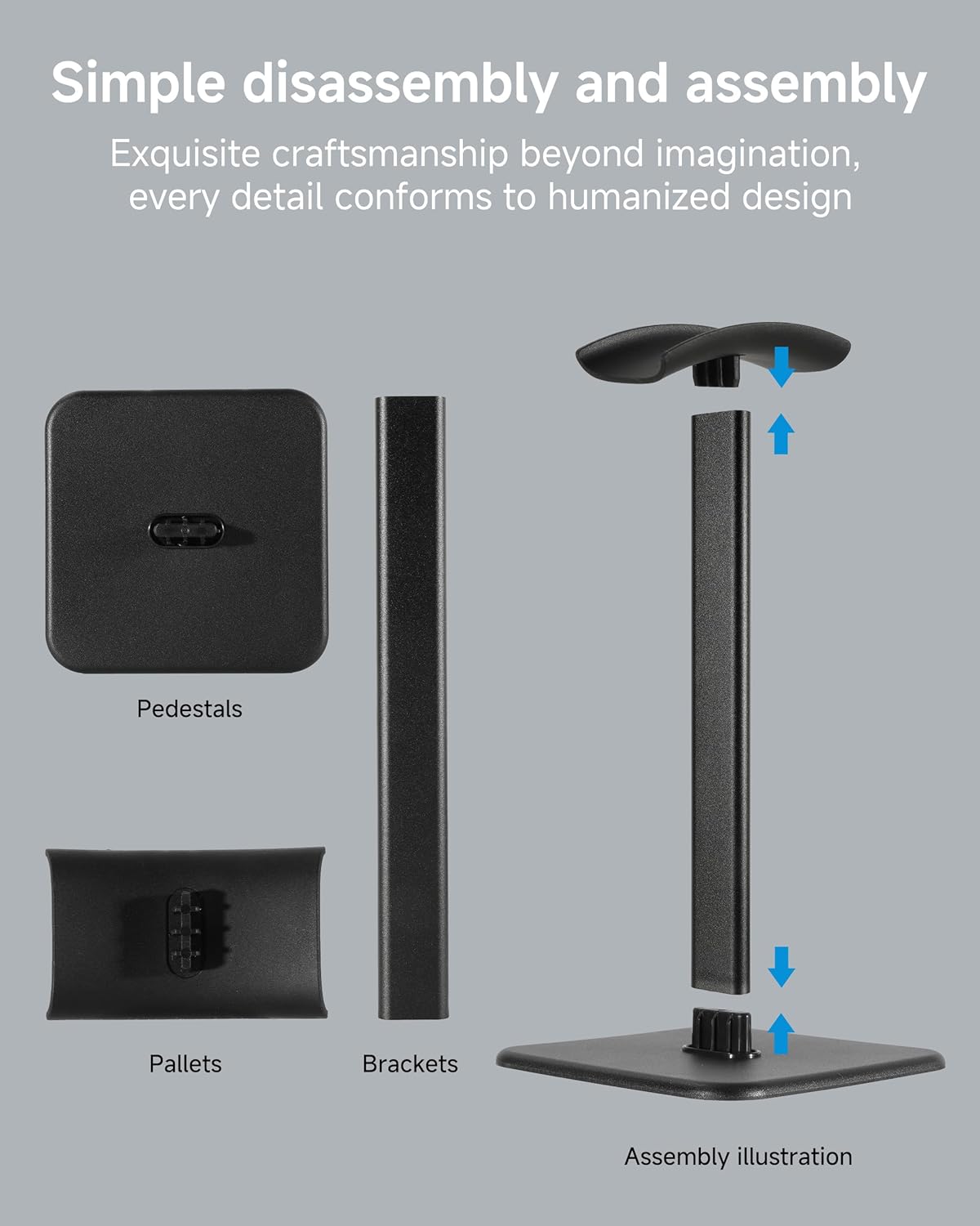 Headset Stand - Headphone Holder for Desk with Aluminum Hanger Compatible with All Over-Ear On-Ear Computer Xbox One PS5 PS4 PC Game Telephone Headsets (Black)