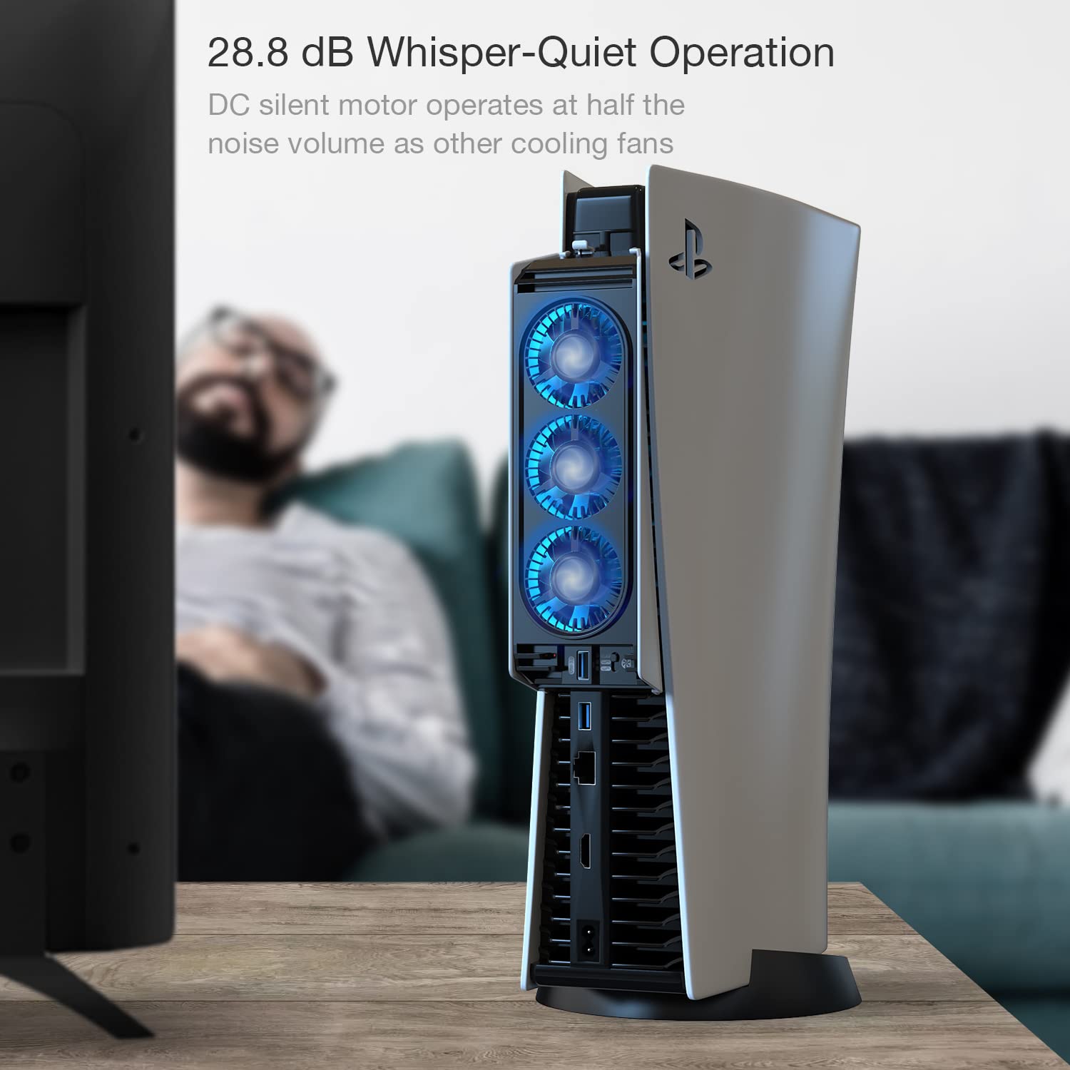 JUSPRO Cooling Fan for PS5 Accessories, Upgraded Quiet Cooler Fan with LED Light for PlayStation 5 Console/PlayStation 5 Digital Edition & Ultra HD Game Console