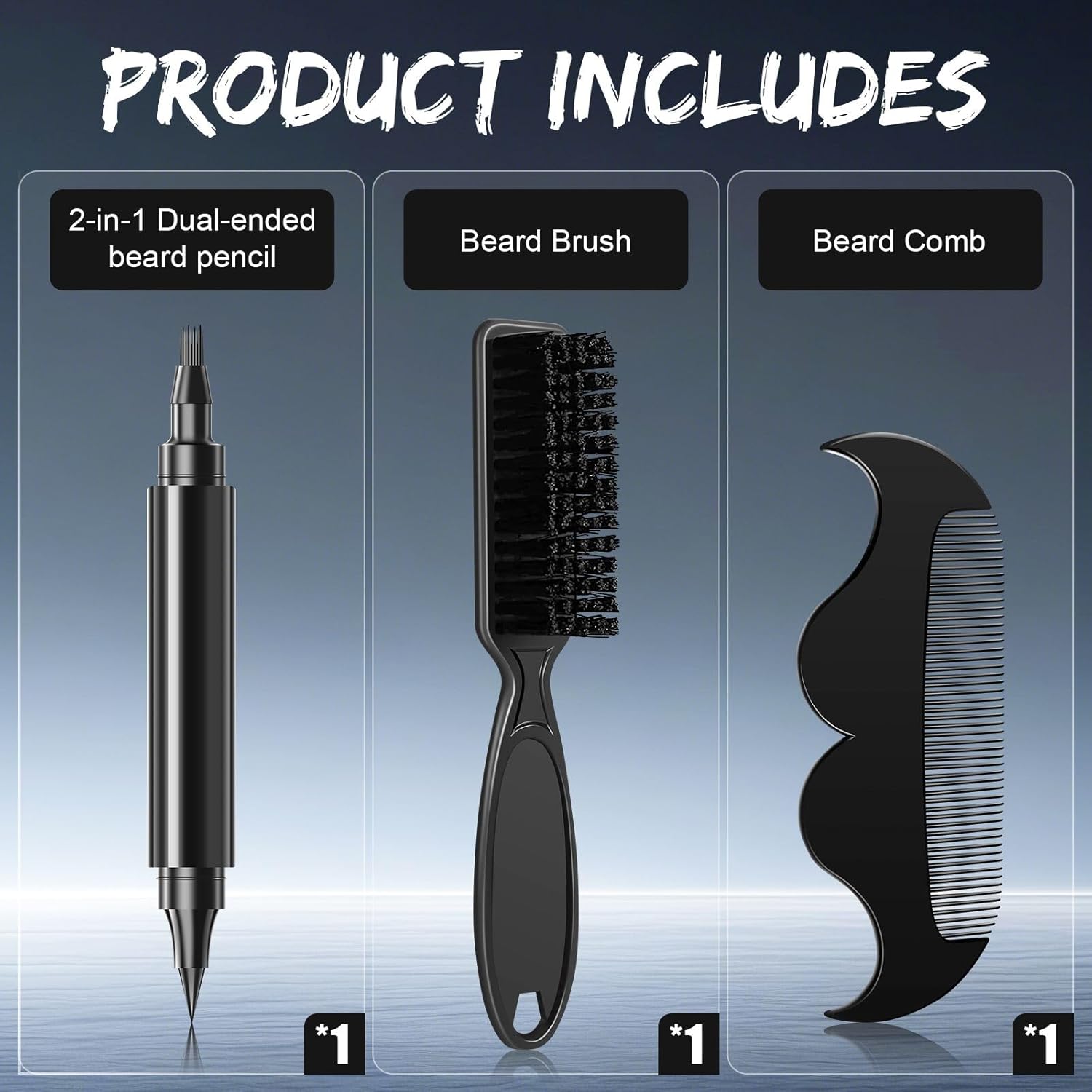 Beard Pen - Beard Pencil Filler for Men Black, Barber Pencil with Beard Brush & Comb, Dual-Head Beard Filler with 4-Fork-Tip Waterproof Mens Grooming Kits Gifts for Men, Mens Gifts Ideas (Dark Brown)