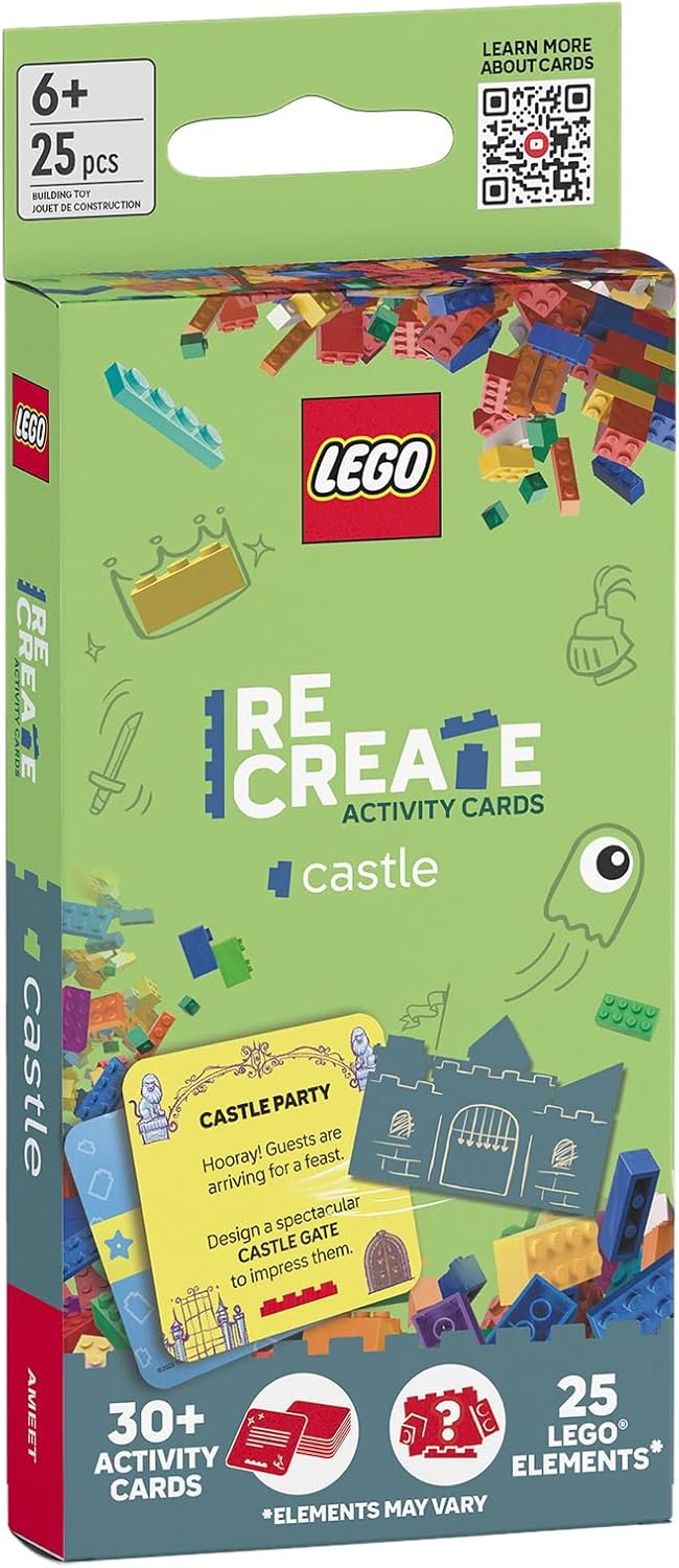 Lego Recreate Activity Cards – Castle | Fantasy Building Game with 30+ Activity Cards & 25 Lego Elements | Ages 6+