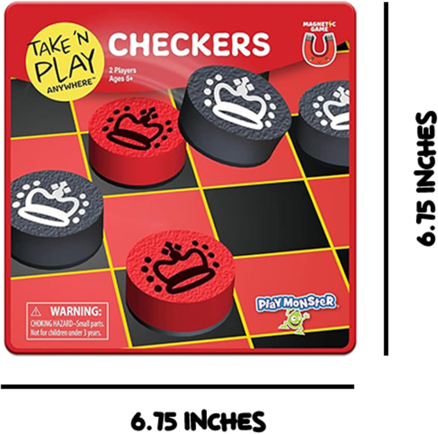PlayMonster Take 'N Play Anywhere — Checkers — Magnetic Travel Game — Fun on The Go! — for Ages 4+